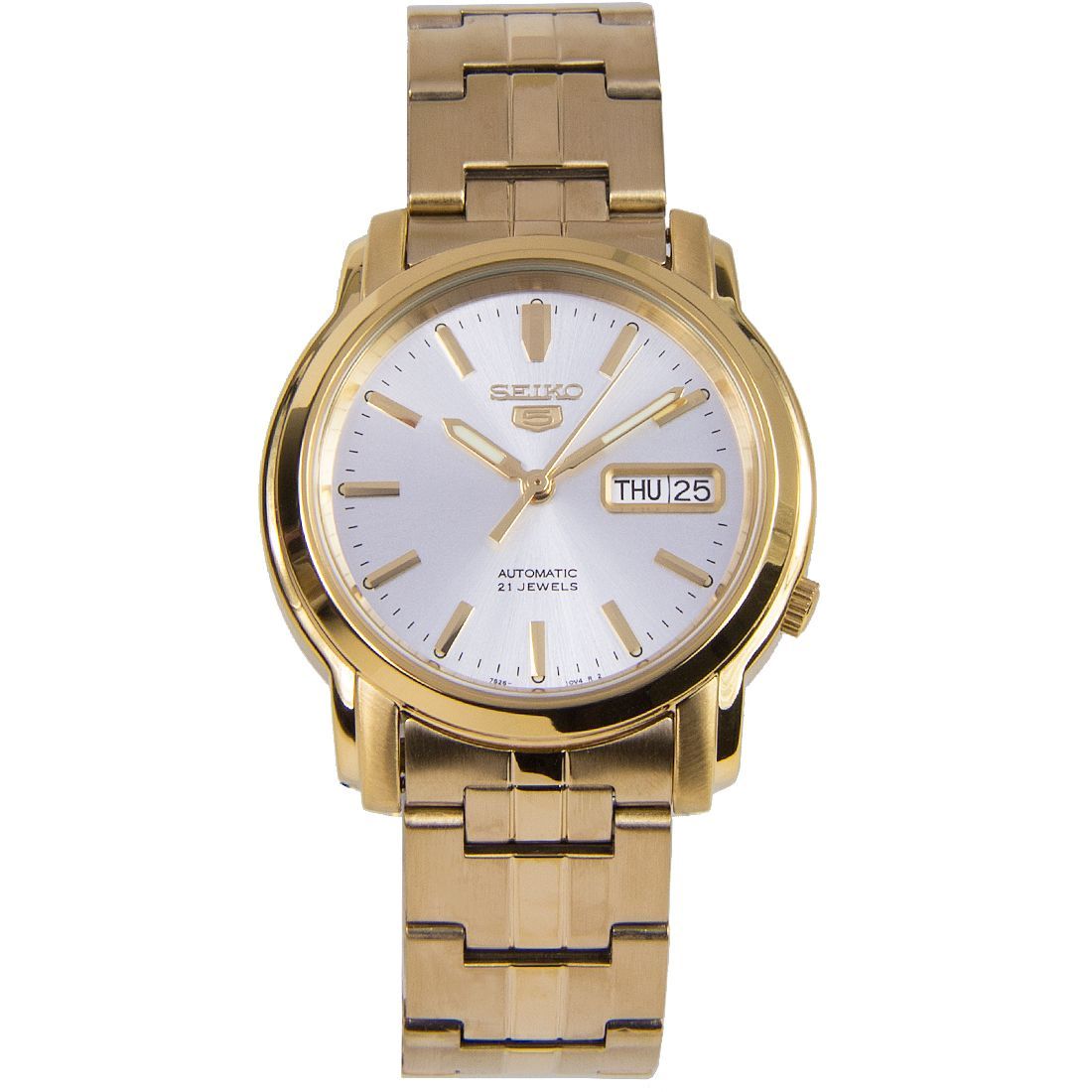 Seiko 5 Gold SNKK74K1 SNKK74 SNKK74K Silver Dial Dress Mechanical Watch -Seiko