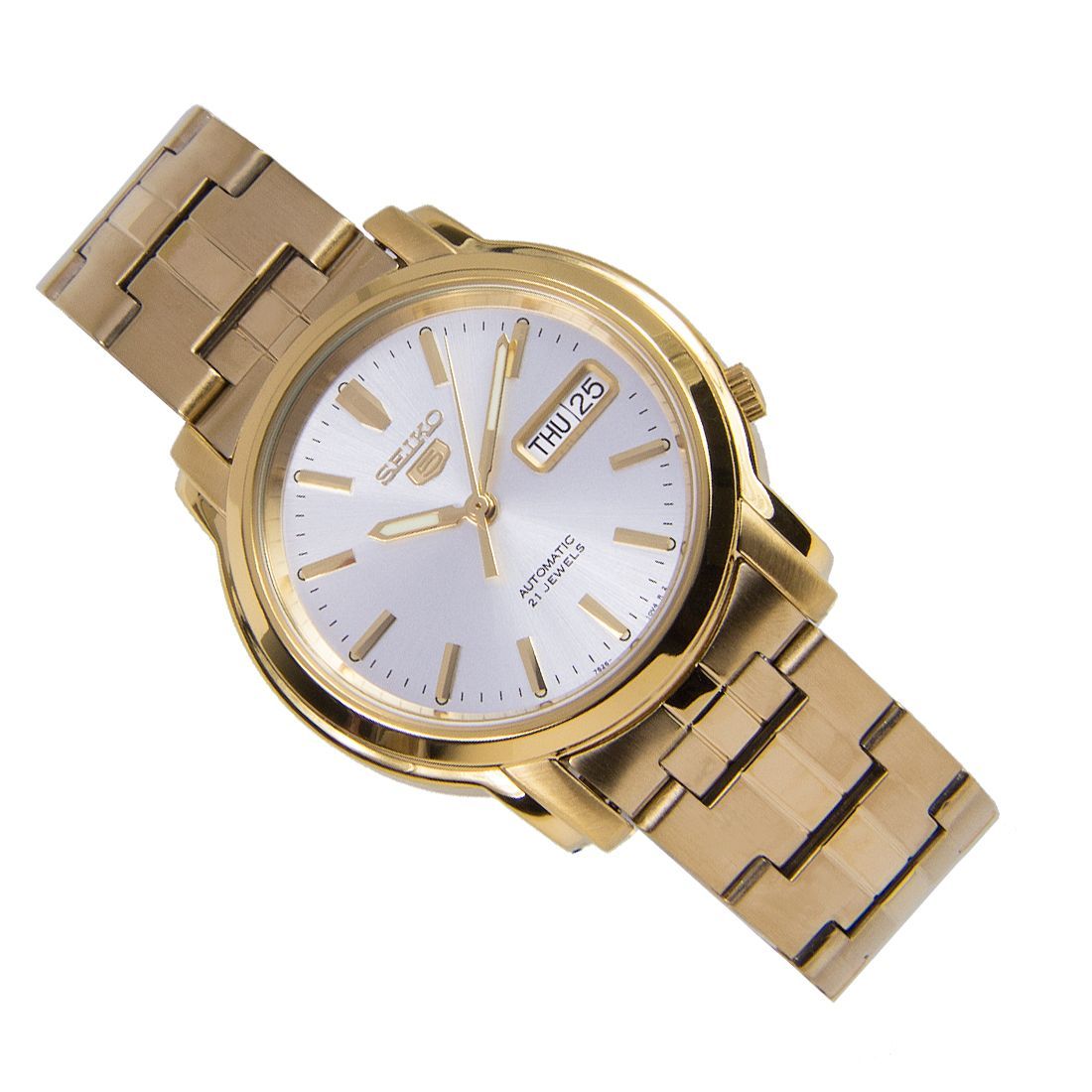 Seiko 5 Gold SNKK74K1 SNKK74 SNKK74K Silver Dial Dress Mechanical Watch -Seiko