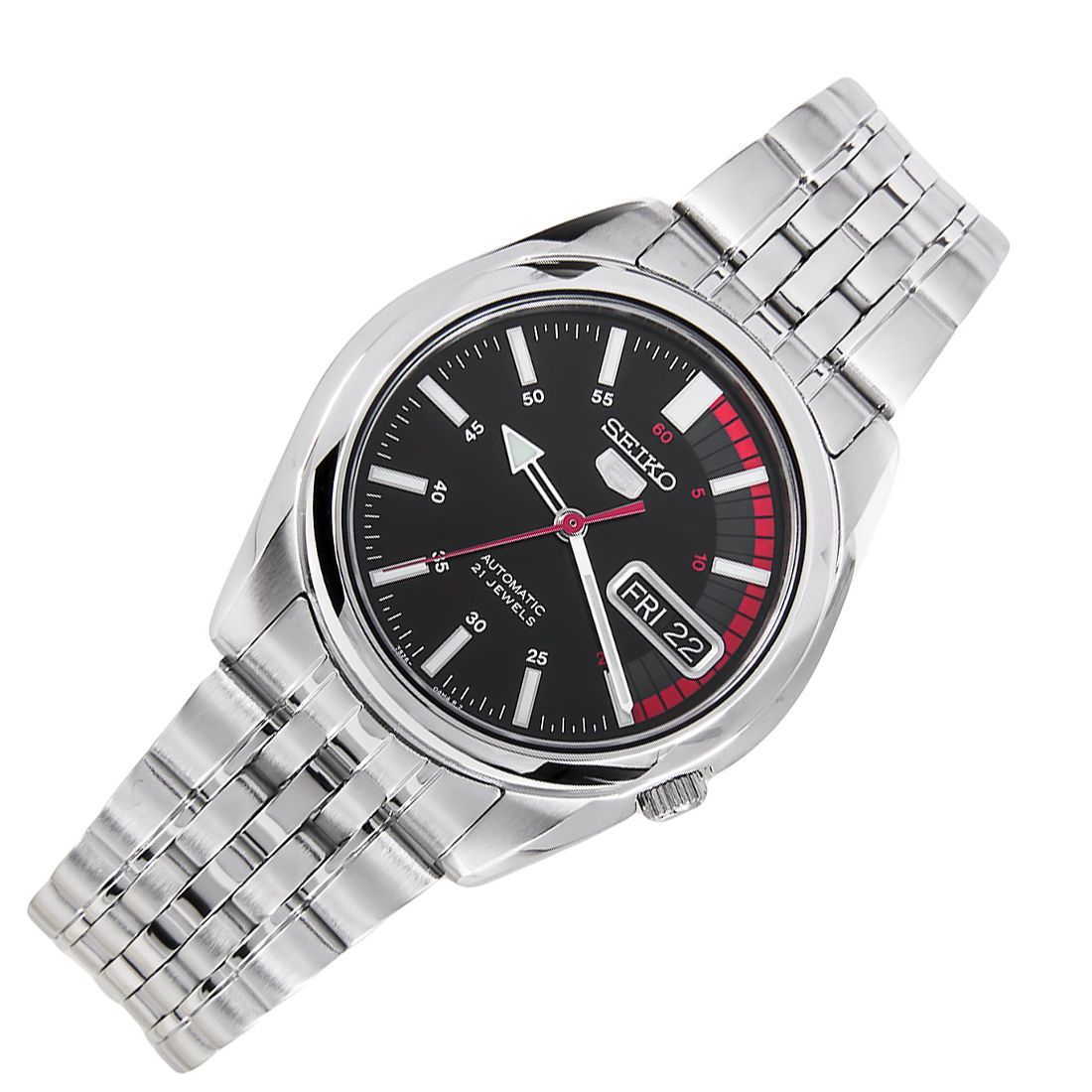 Seiko 5 Mechanical SNK375K1 SNK375 SNK375K Black Dial Watch -Seiko