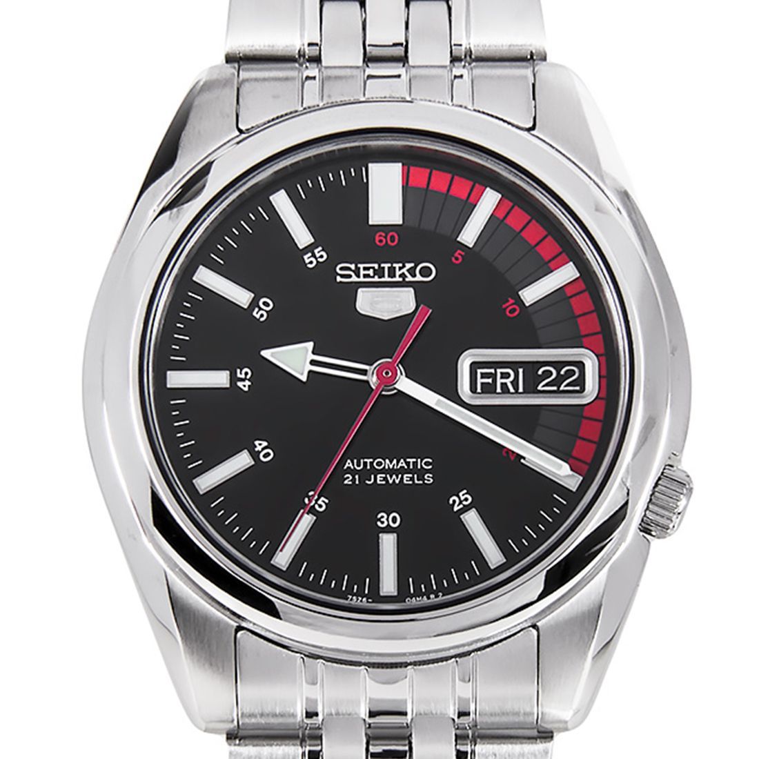 Seiko 5 Mechanical SNK375K1 SNK375 SNK375K Black Dial Watch -Seiko