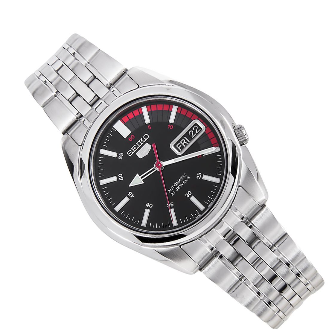 Seiko 5 Mechanical SNK375K1 SNK375 SNK375K Black Dial Watch -Seiko