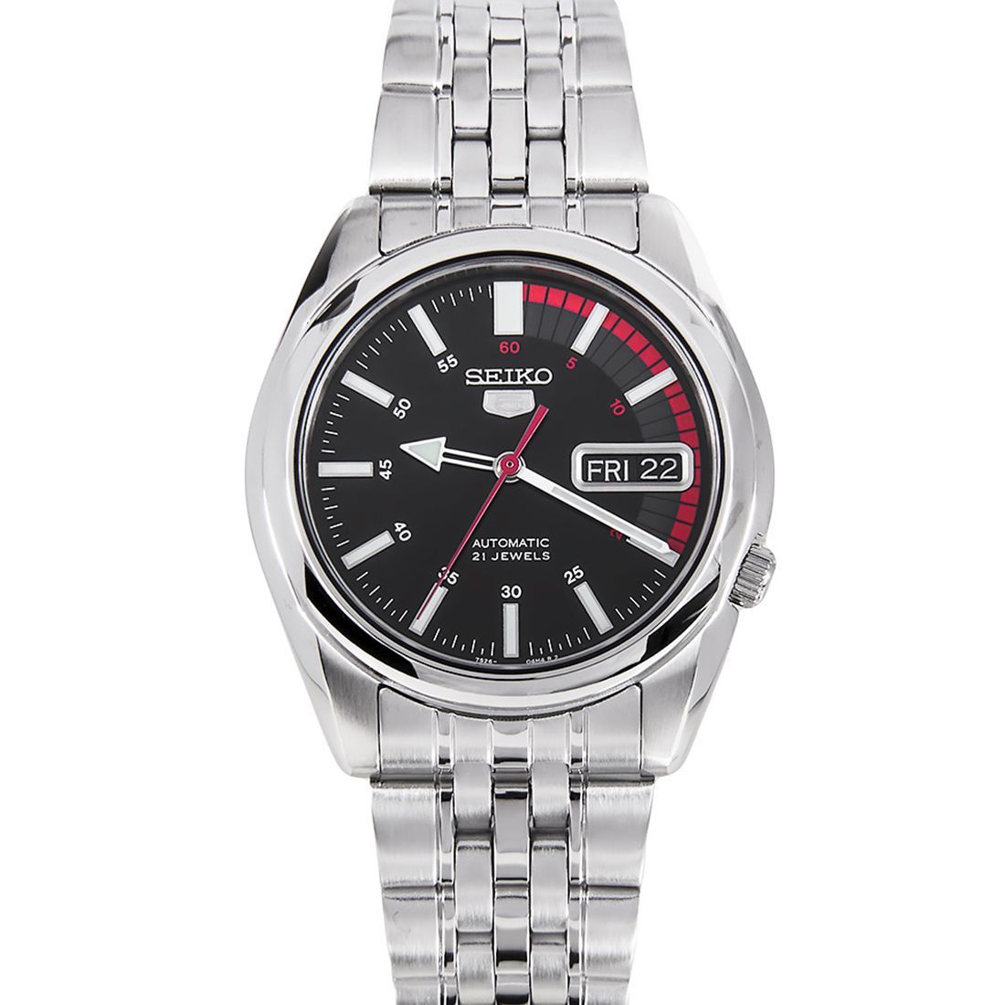 Seiko 5 Mechanical SNK375K1 SNK375 SNK375K Black Dial Watch -Seiko