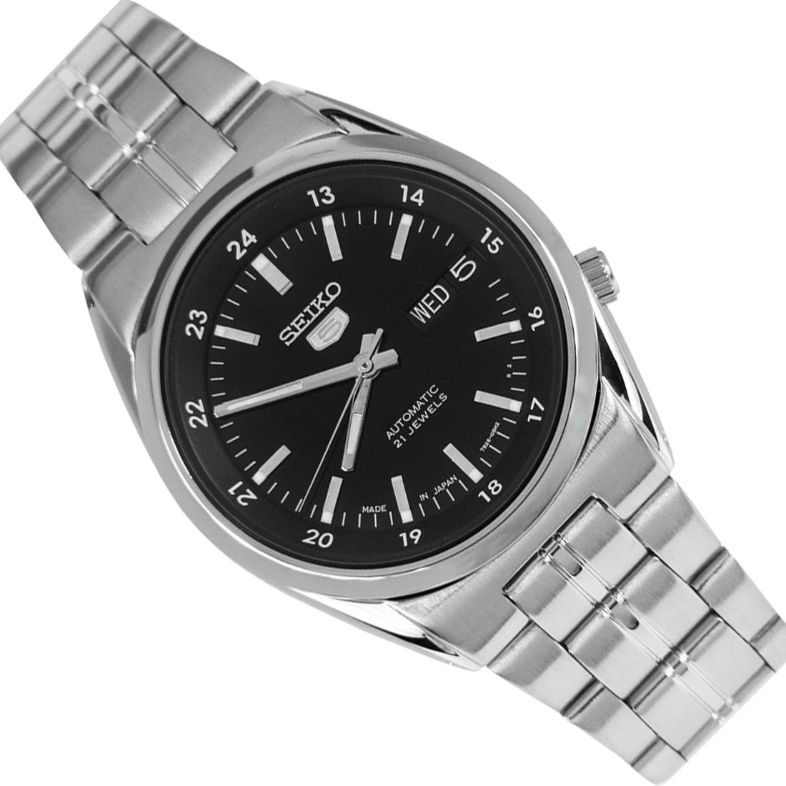 Seiko 5 Mechanical SNK567J1 SNK567 SNK567J Black Dial Analog Watch -Seiko