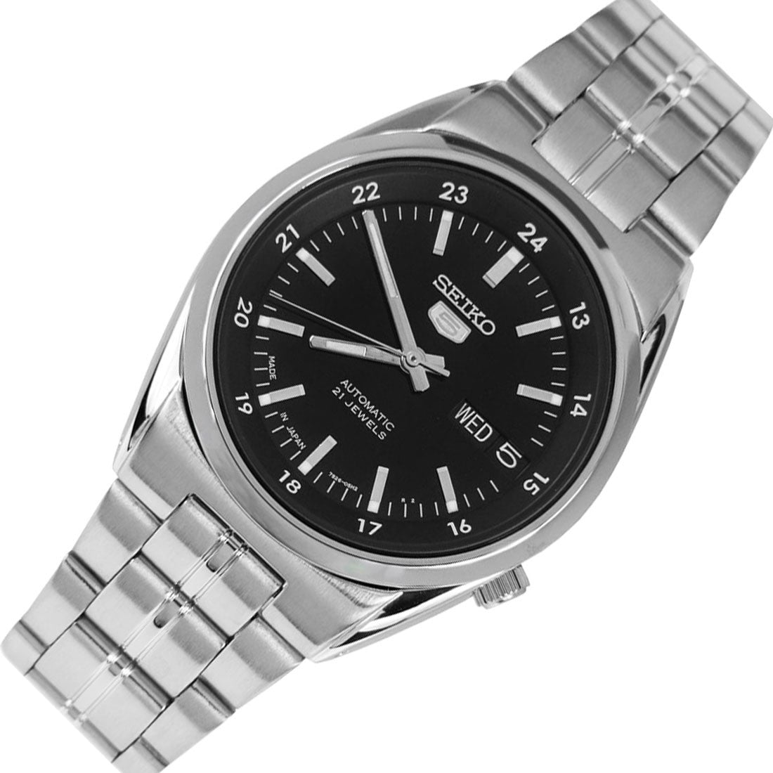 Seiko 5 Mechanical SNK567J1 SNK567 SNK567J Black Dial Analog Watch -Seiko