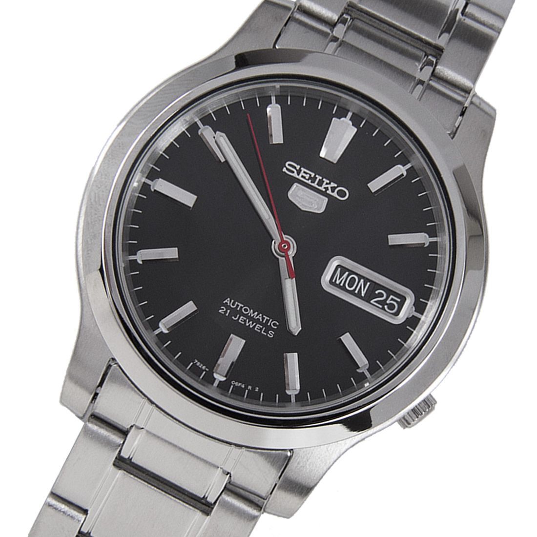 Seiko 5 Mechanical SNK795K1 SNK795 Black Dial Stainless Steel Watch -Seiko
