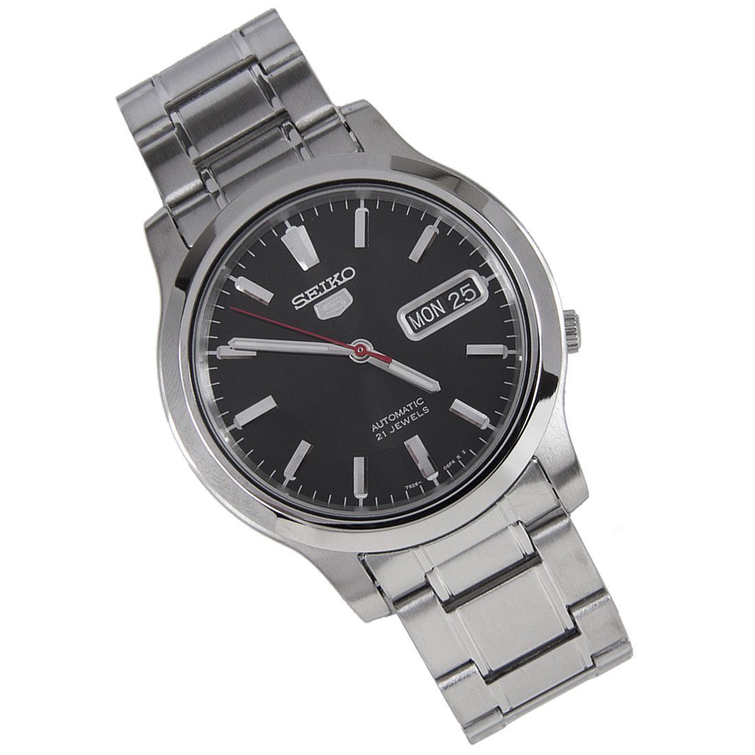 Seiko 5 Mechanical SNK795K1 SNK795 Black Dial Stainless Steel Watch -Seiko