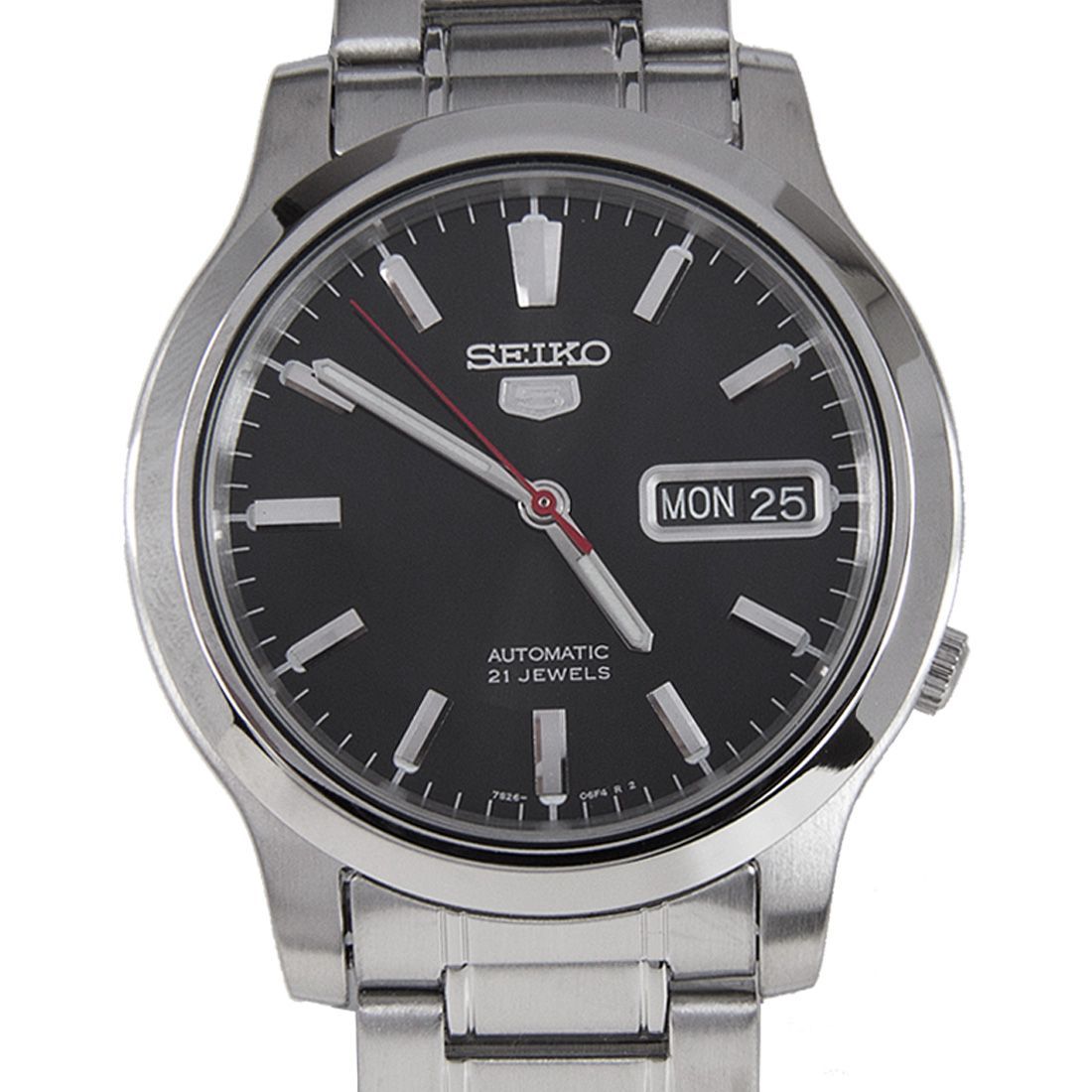 Seiko 5 Mechanical SNK795K1 SNK795 Black Dial Stainless Steel Watch -Seiko