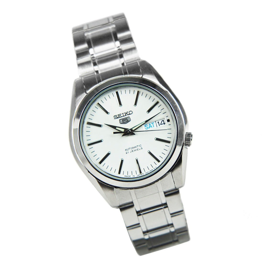 Seiko 5 Mechanical White Dial SNKL41J1 SNKL41 SNKL41J Stainless Steel Watch -Seiko