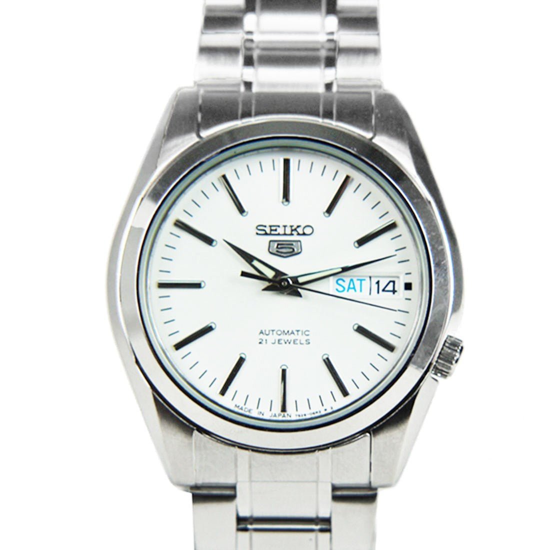 Seiko 5 Mechanical White Dial SNKL41J1 SNKL41 SNKL41J Stainless Steel Watch -Seiko