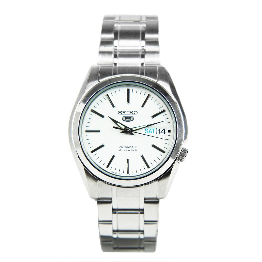 Seiko 5 Mechanical White Dial SNKL41J1 SNKL41 SNKL41J Stainless Steel Watch -Seiko