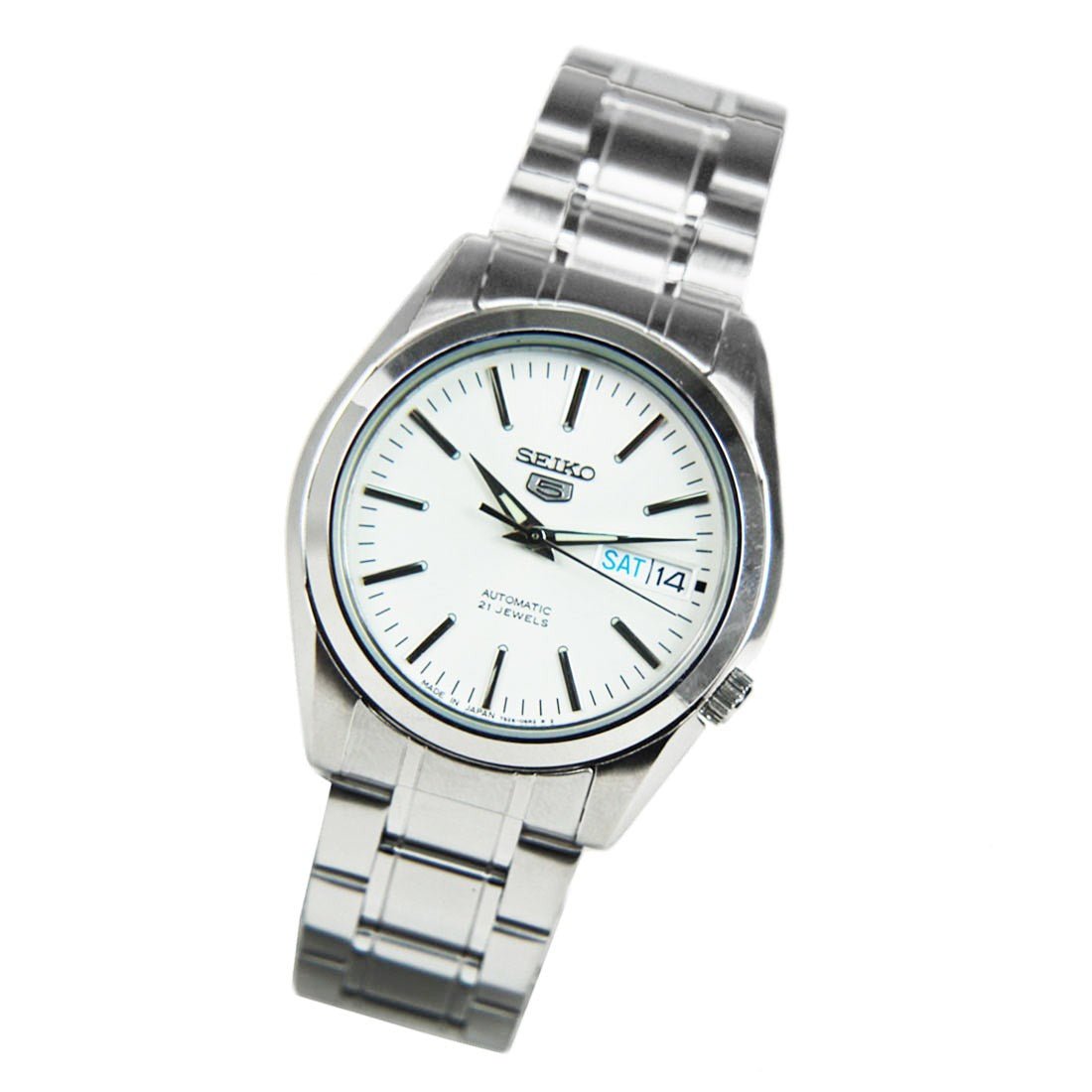 Seiko 5 Mechanical White Dial SNKL41J1 SNKL41 SNKL41J Stainless Steel Watch -Seiko