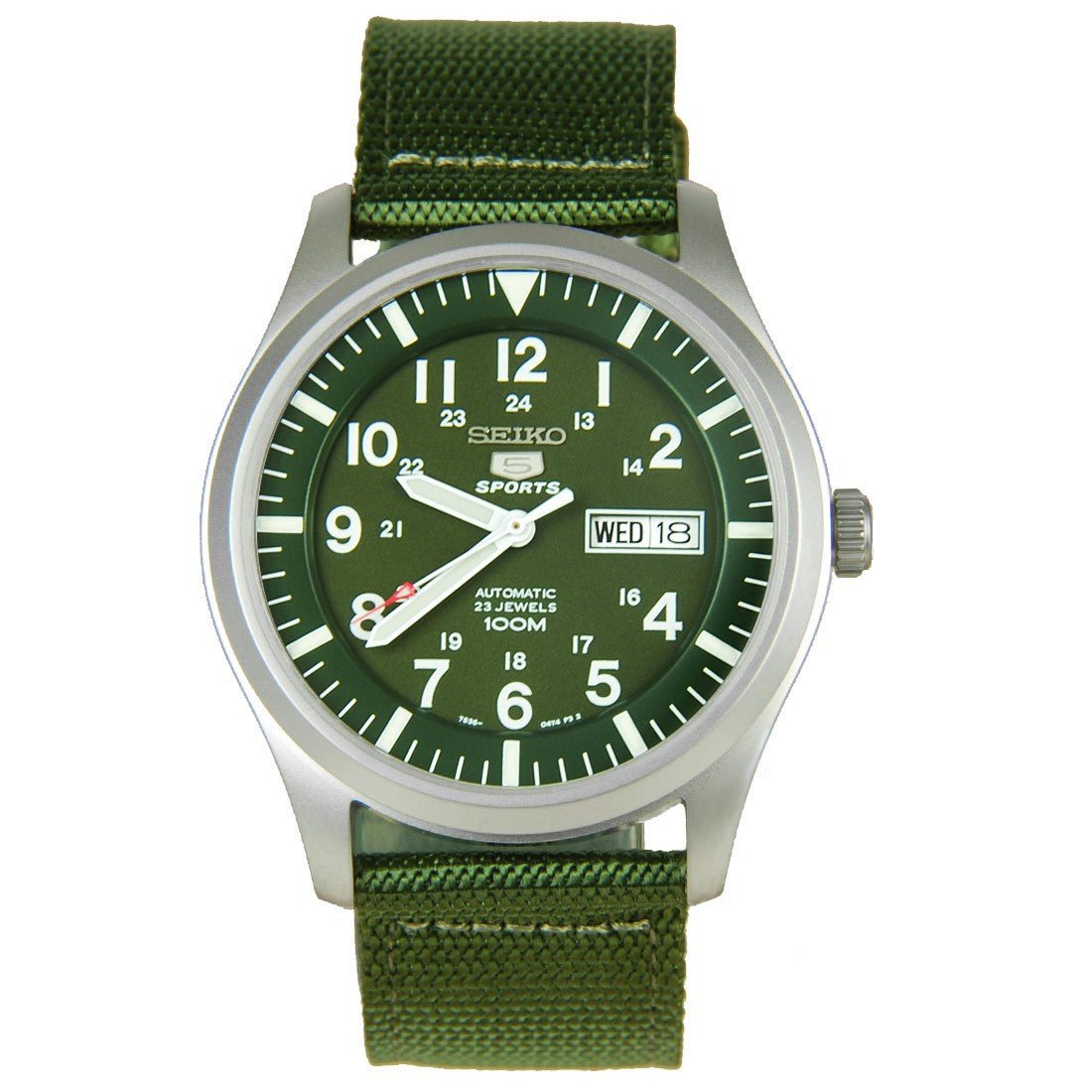 Seiko 5 Military Green Nylon SNZG09K1 SNZG09 SNZG09K Automatic Watch -Seiko