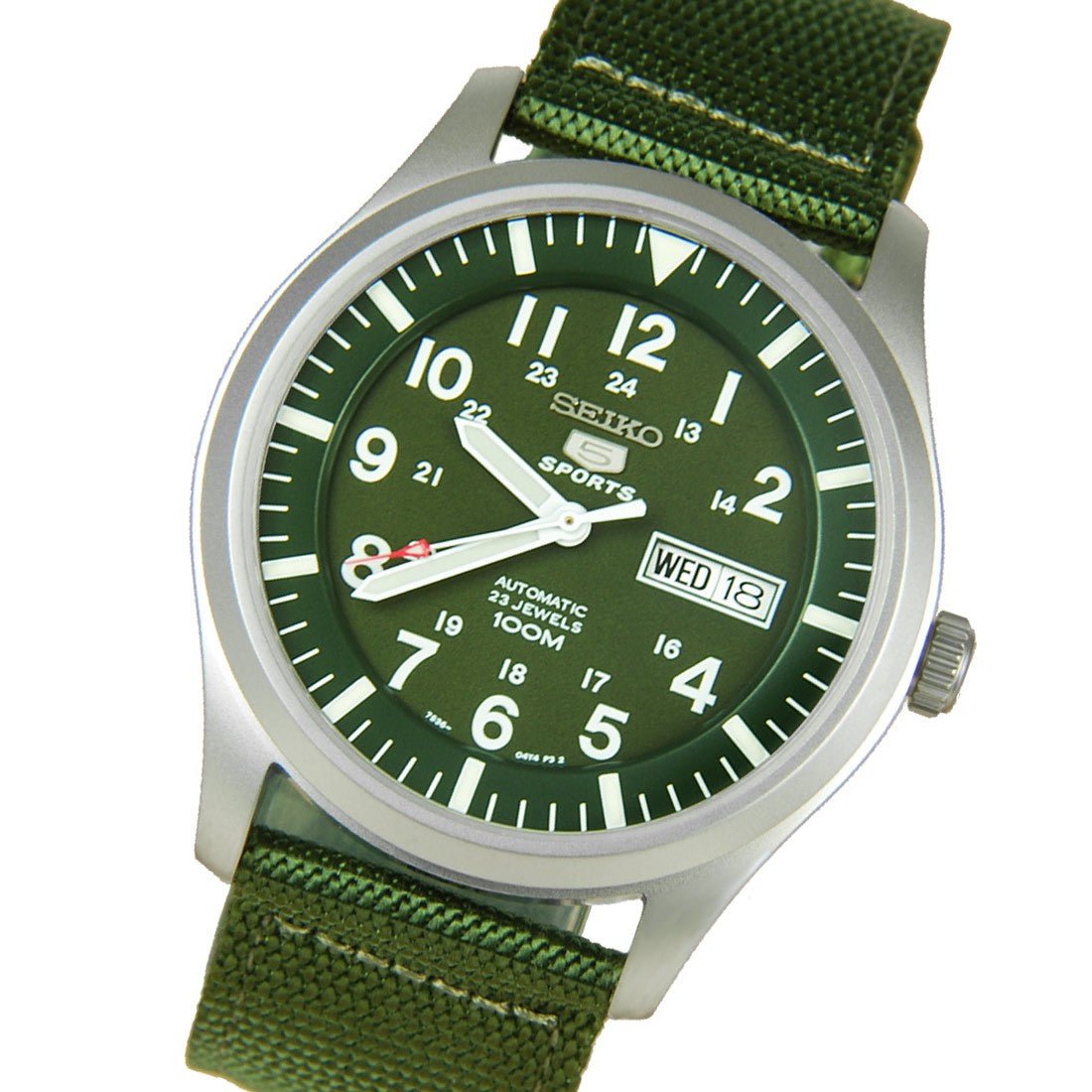 Seiko 5 Military Green Nylon SNZG09K1 SNZG09 SNZG09K Automatic Watch -Seiko