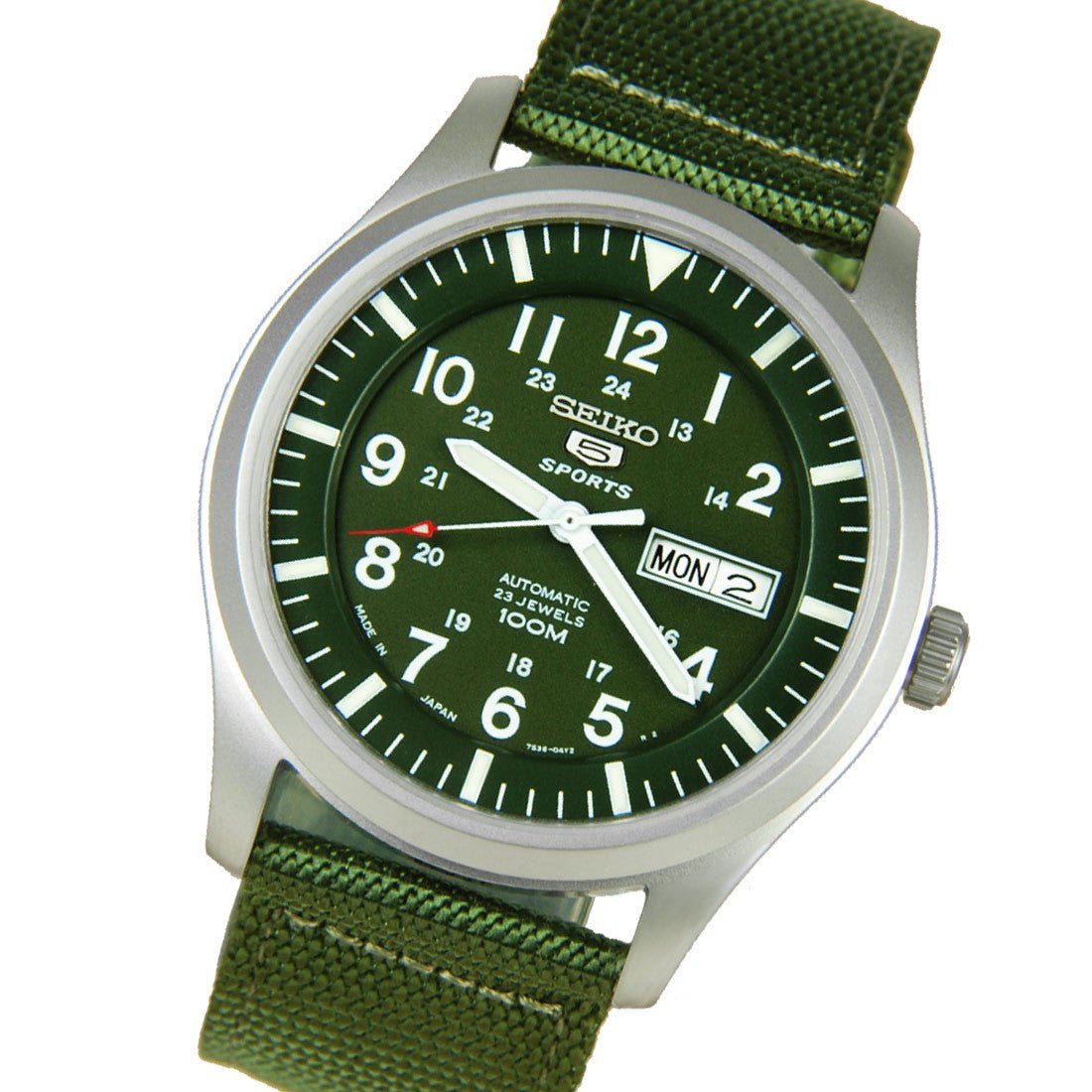 Seiko 5 Military SNZG09J1 SNZG09 SNZG09J Green Nylon Watch -Seiko