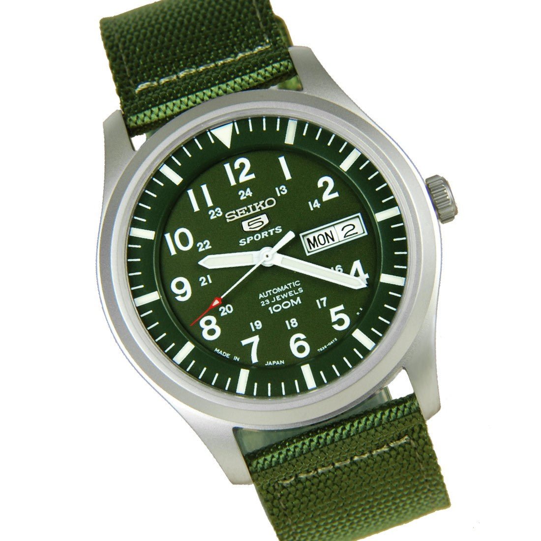 Seiko 5 Military SNZG09J1 SNZG09 SNZG09J Green Nylon Watch -Seiko
