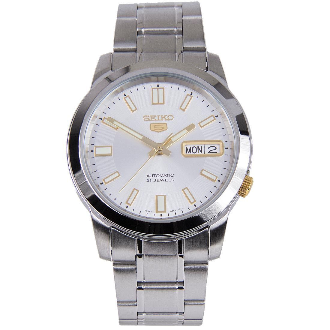 Seiko 5 SNKK09K1 SNKK09 SNKK09K Silver Dial Analog Mechanical Watch -Seiko