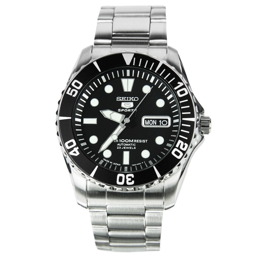 Seiko 5 Sports Black Dial SNZF17J1 SNZF17 SNZF17J Stainless Japan Watch -Seiko