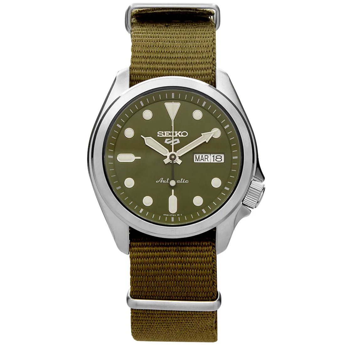 Seiko 5 Sports Green Nylon SRPE65K1 SRPE65 SRPE65K Mechanical Watch -Seiko
