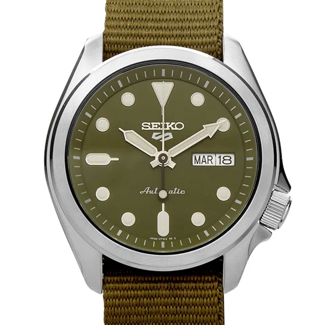 Seiko 5 Sports Green Nylon SRPE65K1 SRPE65 SRPE65K Mechanical Watch -Seiko