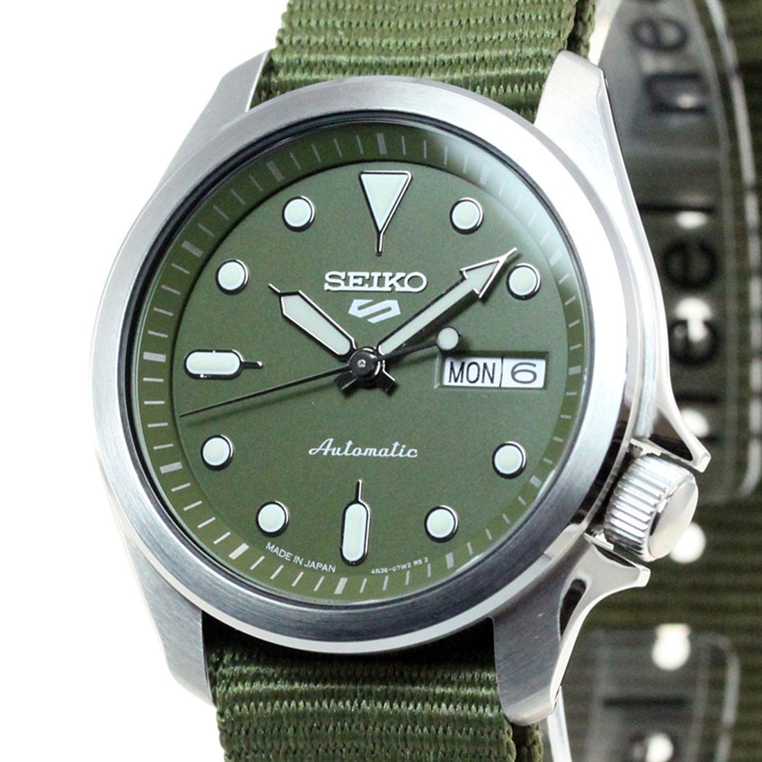 Seiko 5 Sports JDM SBSA055 Automatic Green Dial Nylon Men's Watch -Seiko