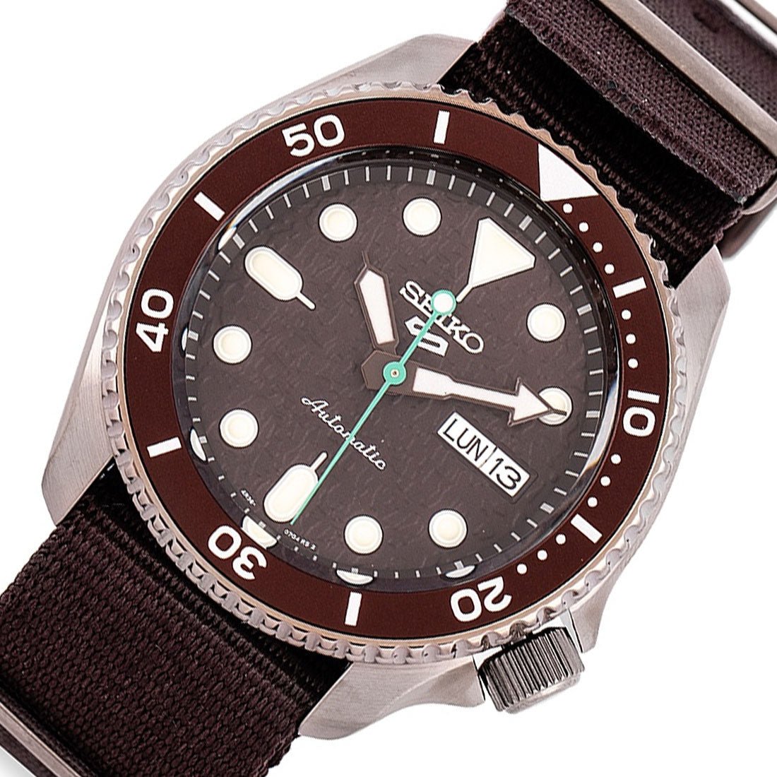Seiko 5 Sports Mechanical Brown Dial SRPD85K1 SRPD85 Nylon Watch -Seiko