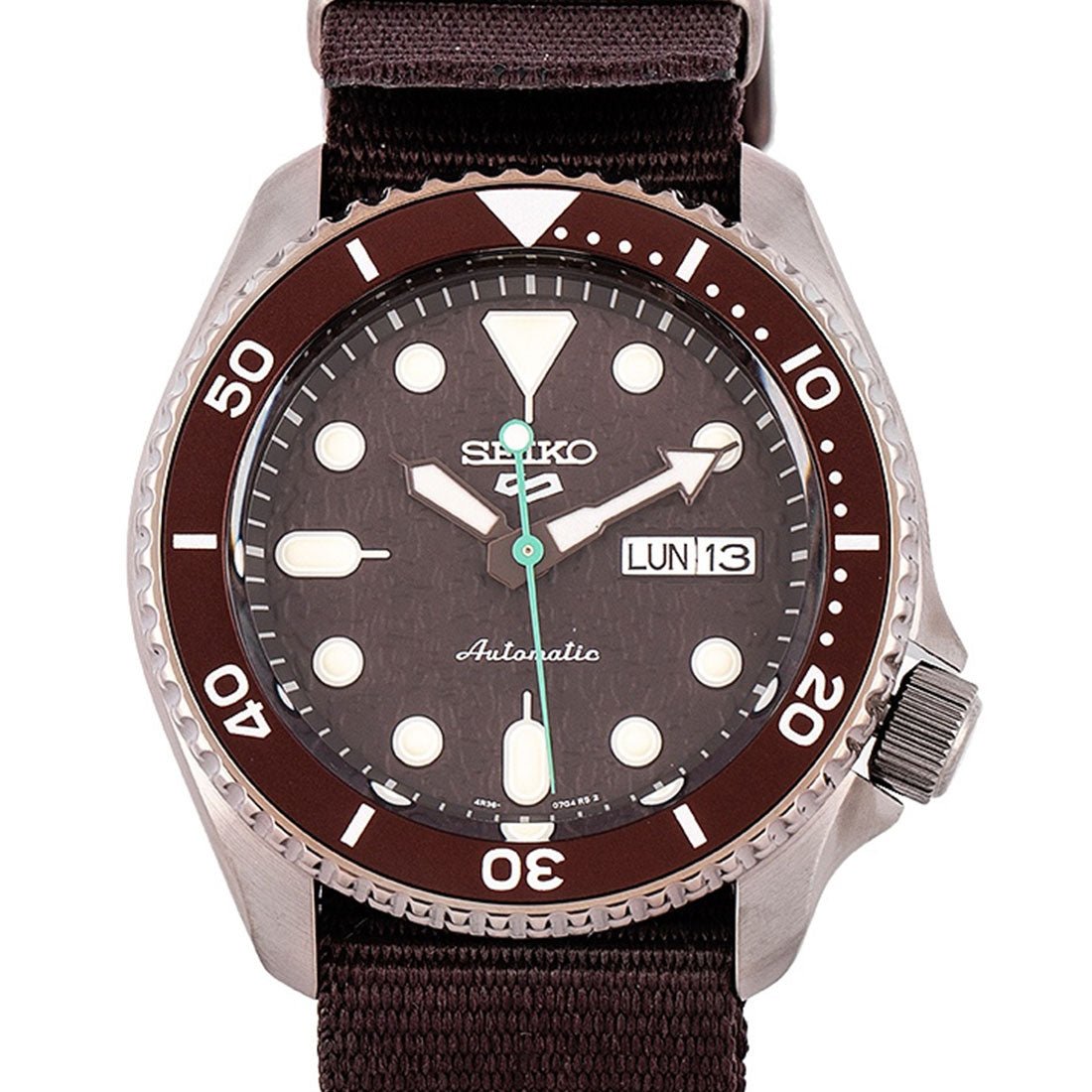 Seiko 5 Sports Mechanical Brown Dial SRPD85K1 SRPD85 Nylon Watch -Seiko