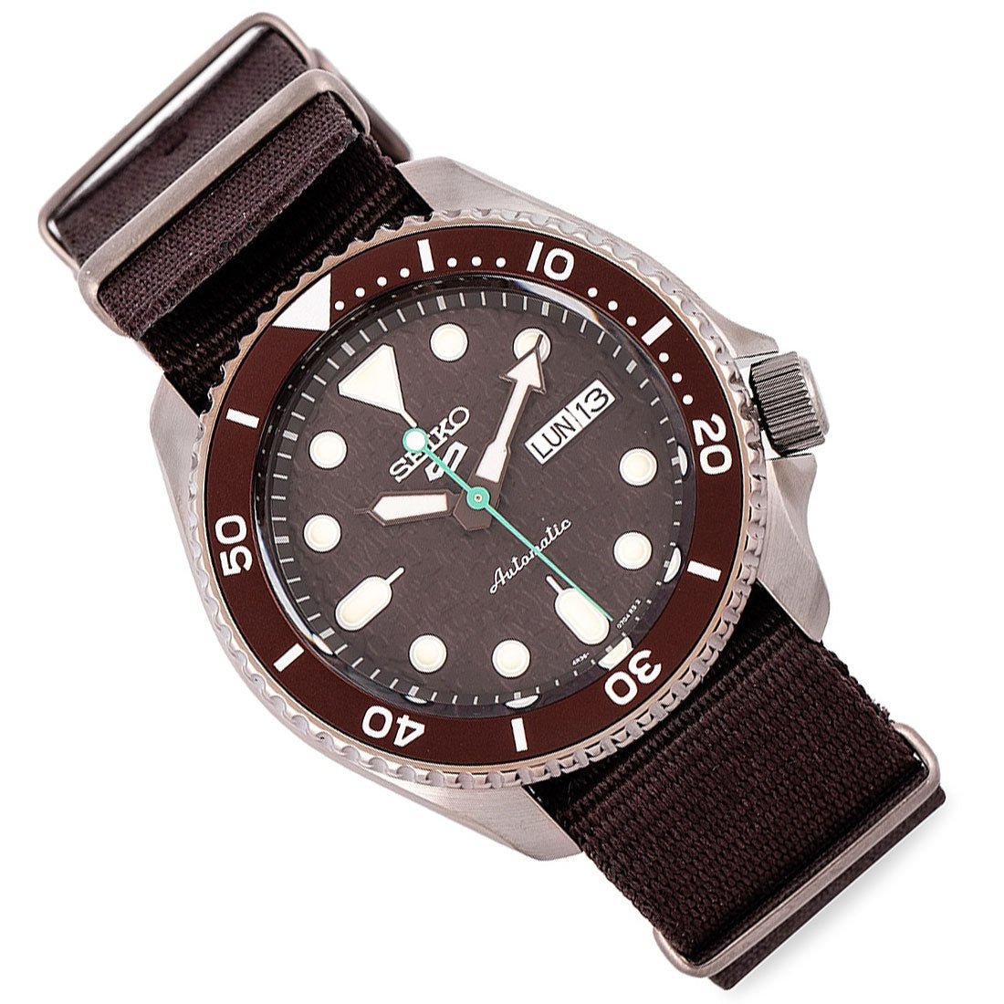 Seiko 5 Sports Mechanical Brown Dial SRPD85K1 SRPD85 Nylon Watch -Seiko