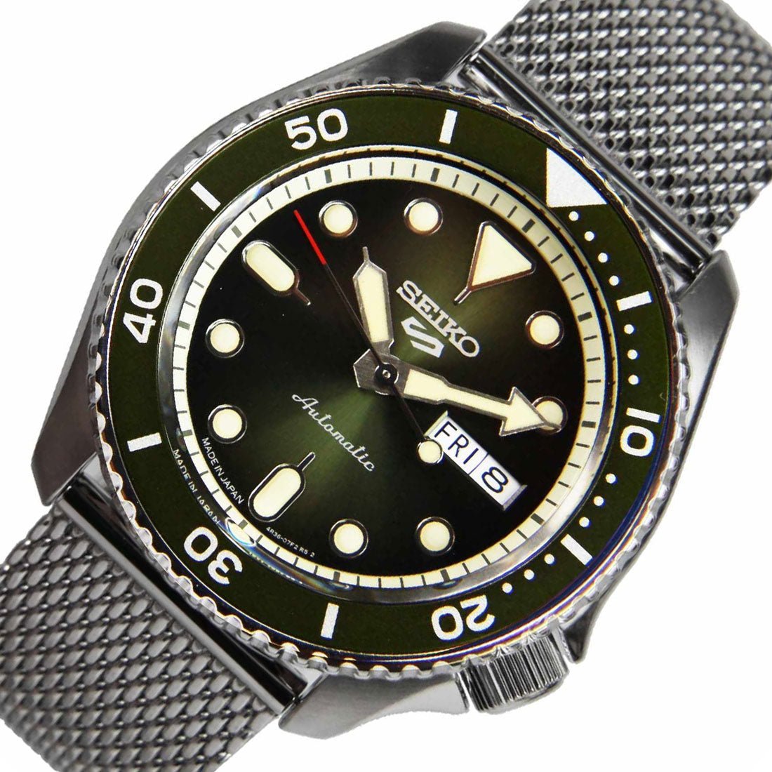 Seiko 5 Sports Mesh Green Dial SRPD75K1 SRPD75 SRPD75K Watch -Seiko