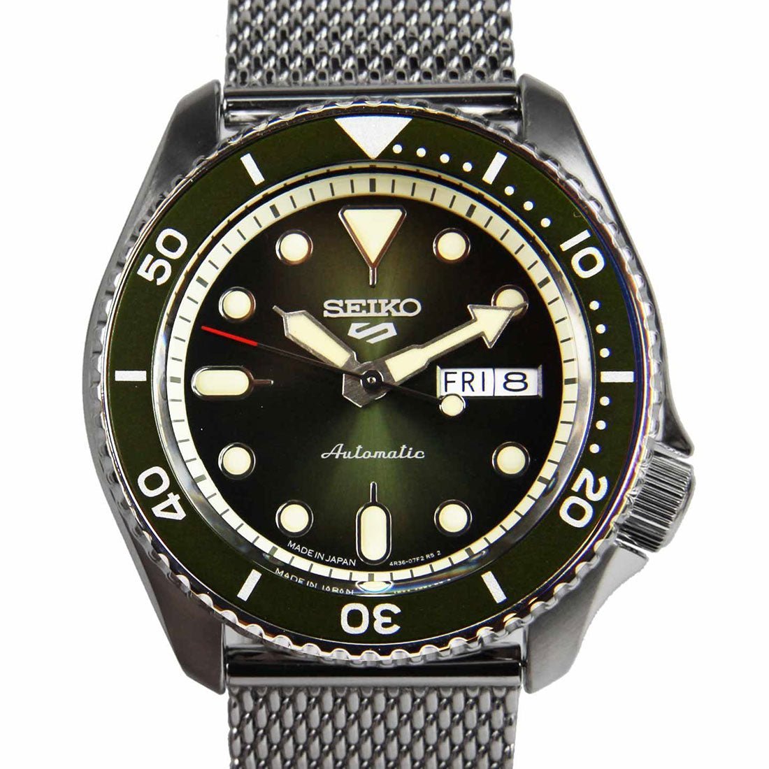 Seiko 5 Sports Mesh Green Dial SRPD75K1 SRPD75 SRPD75K Watch -Seiko