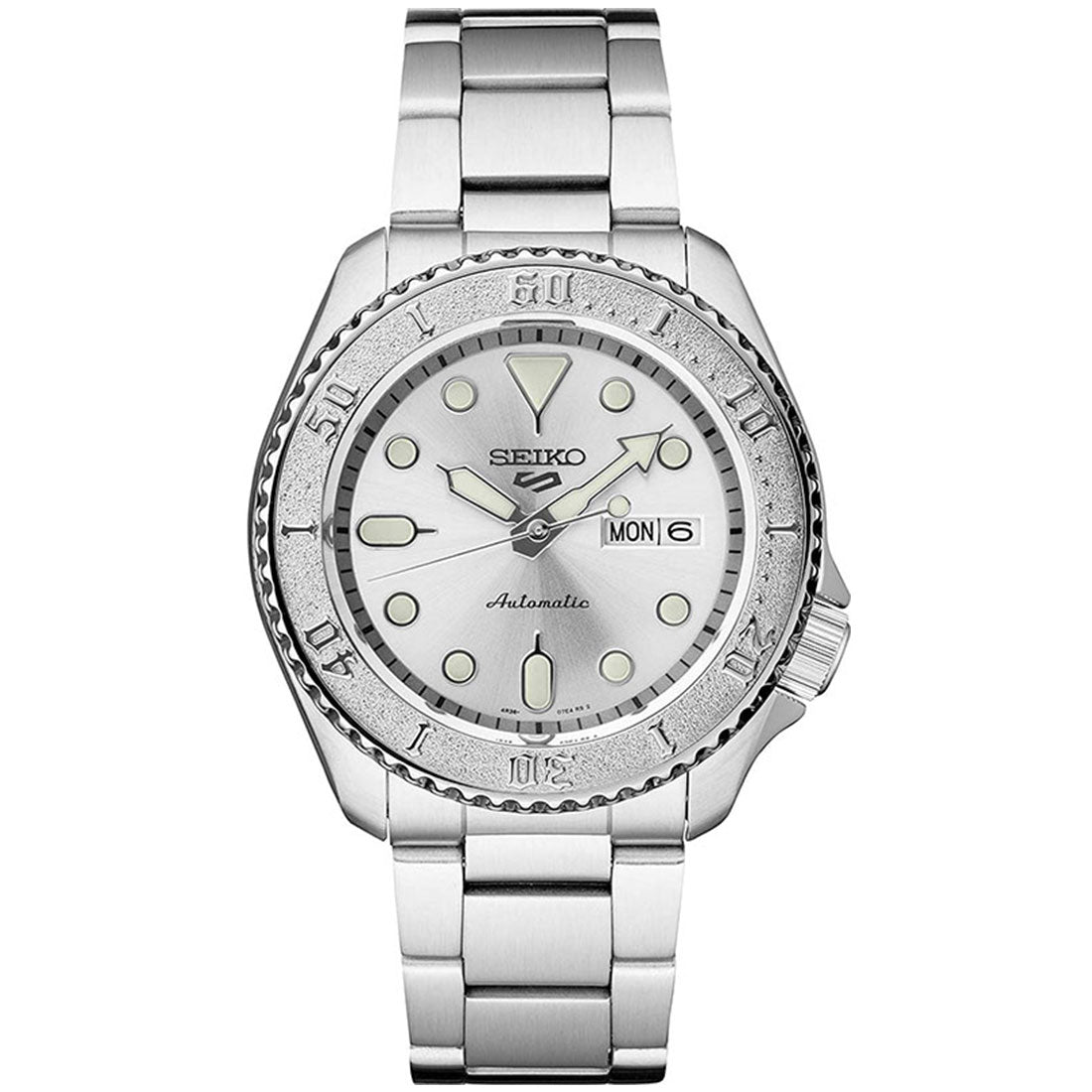 Seiko 5 Sports Silver Dial Stainless Steel Watch SRPE71K1 SRPE71 SRPE71K -Seiko