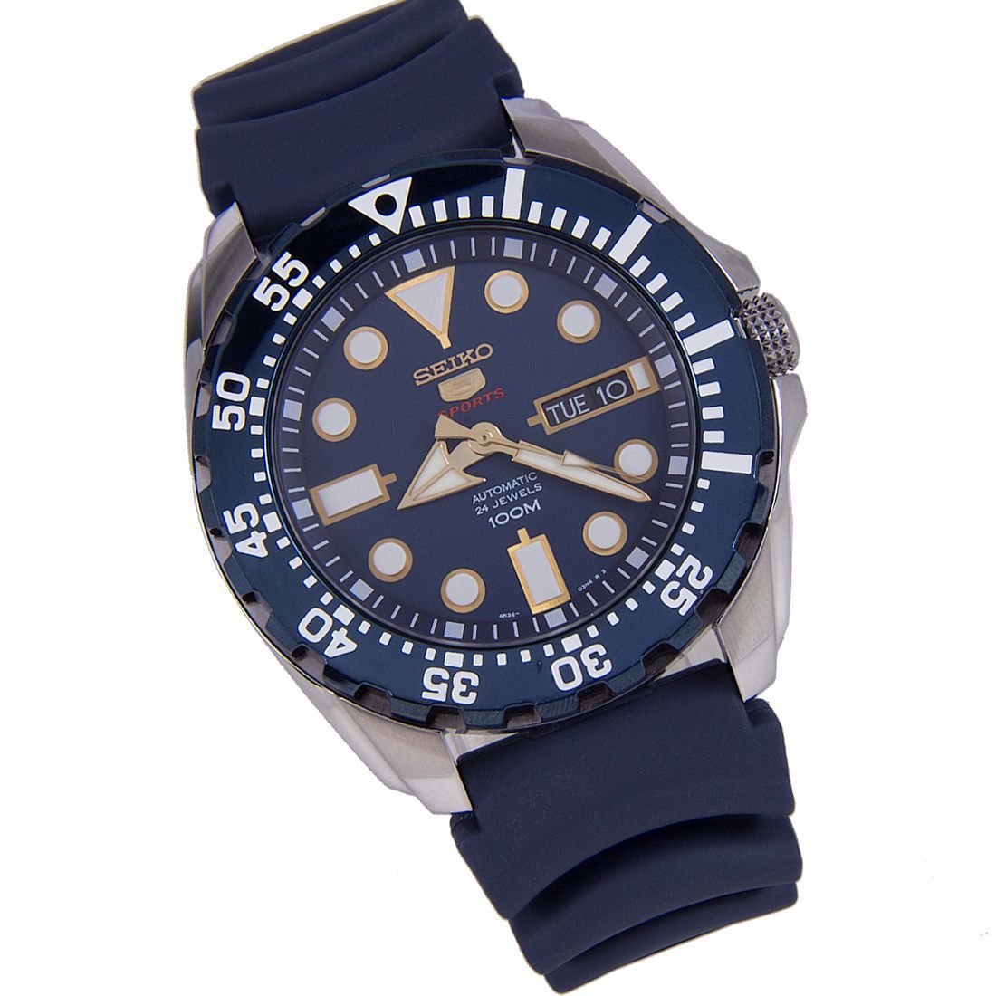 Seiko 5 Sports SRP605K2 SRP605 SRP605K2 Blue Rubber Automatic Watch -Seiko