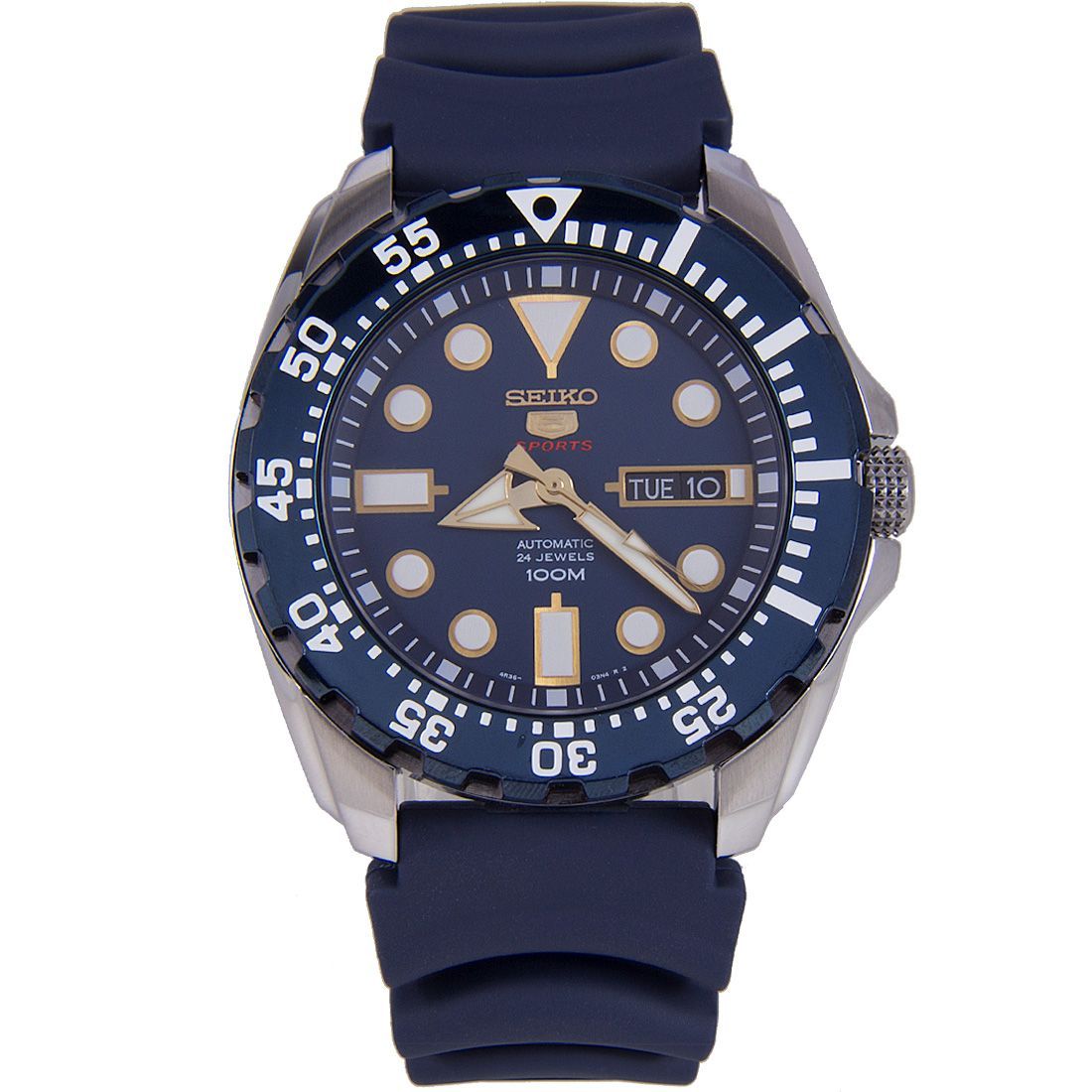Seiko 5 Sports SRP605K2 SRP605 SRP605K2 Blue Rubber Automatic Watch -Seiko