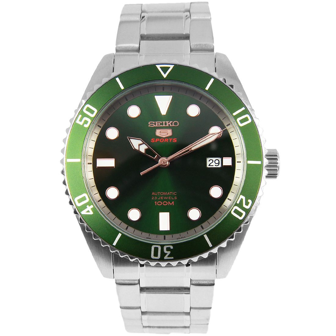 Seiko 5 Sports SRPB93K1 SRPB93 SRPB93K Green Dial Stainless Steel Watch -Seiko