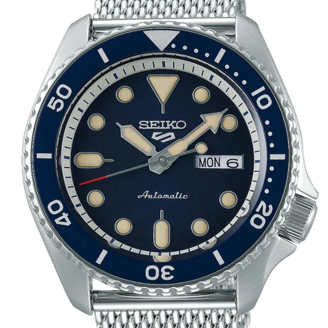 Seiko 5 Sports SRPD71K1 SRPD71 SRPD71K Blue Dial Mesh Stainless Steel Watch -Seiko