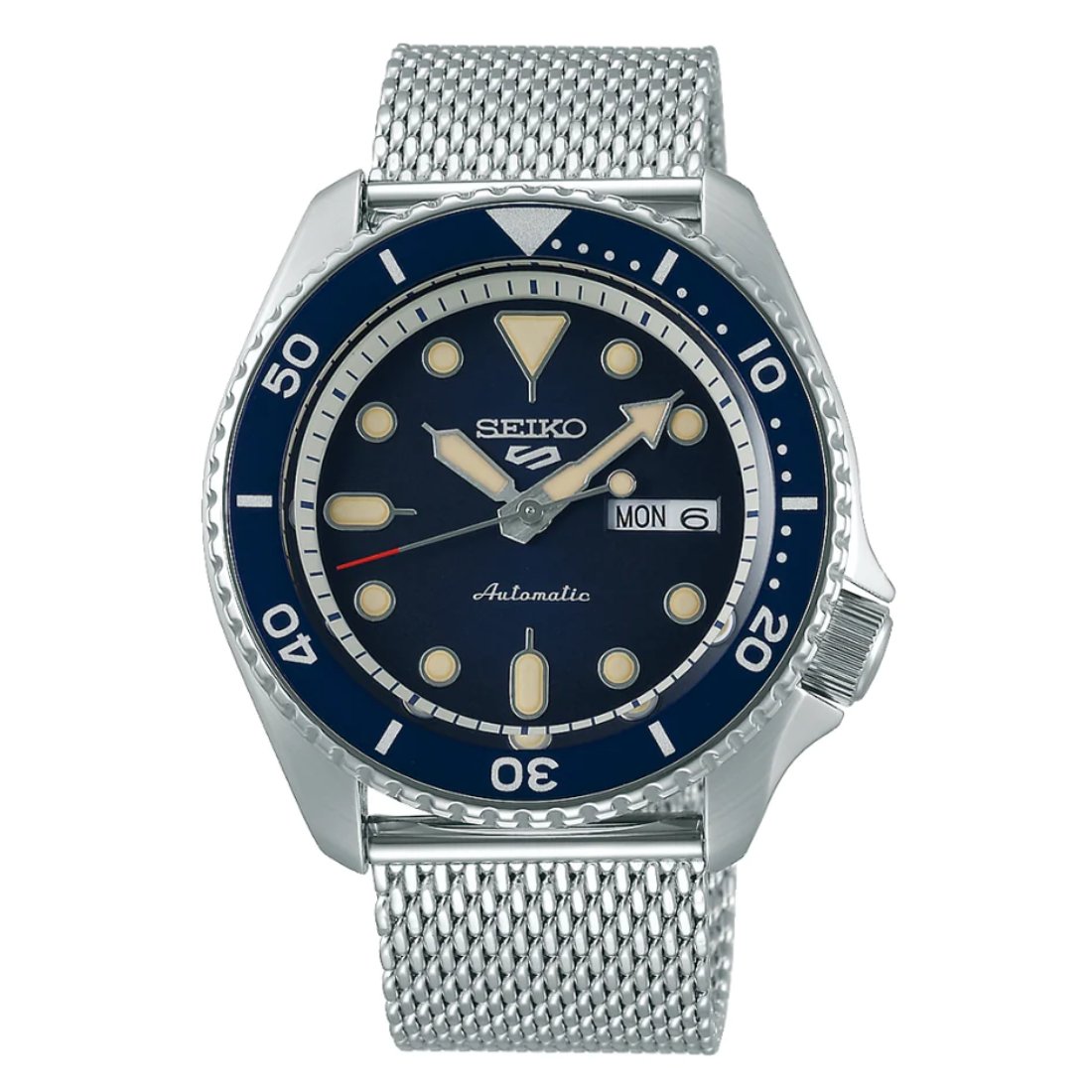 Seiko 5 Sports SRPD71K1 SRPD71 SRPD71K Blue Dial Mesh Stainless Steel Watch -Seiko