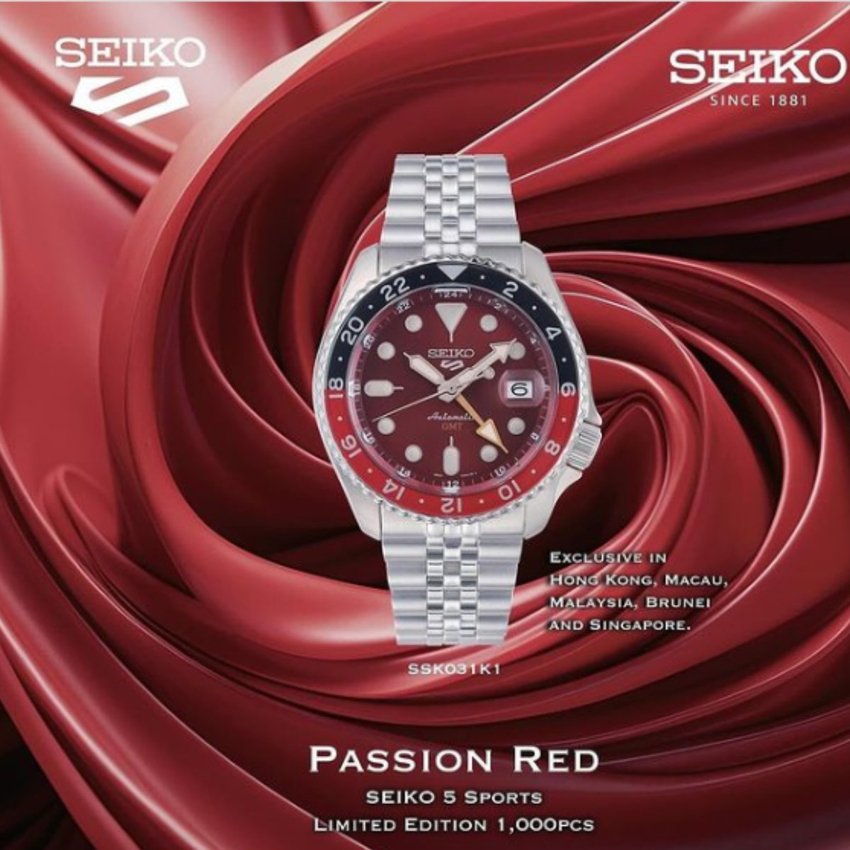 Seiko 5 Sports SSK031K SSK031K1 SSK031 GMT Limited Edition Automatic Watch (PRE-ORDER) -Seiko