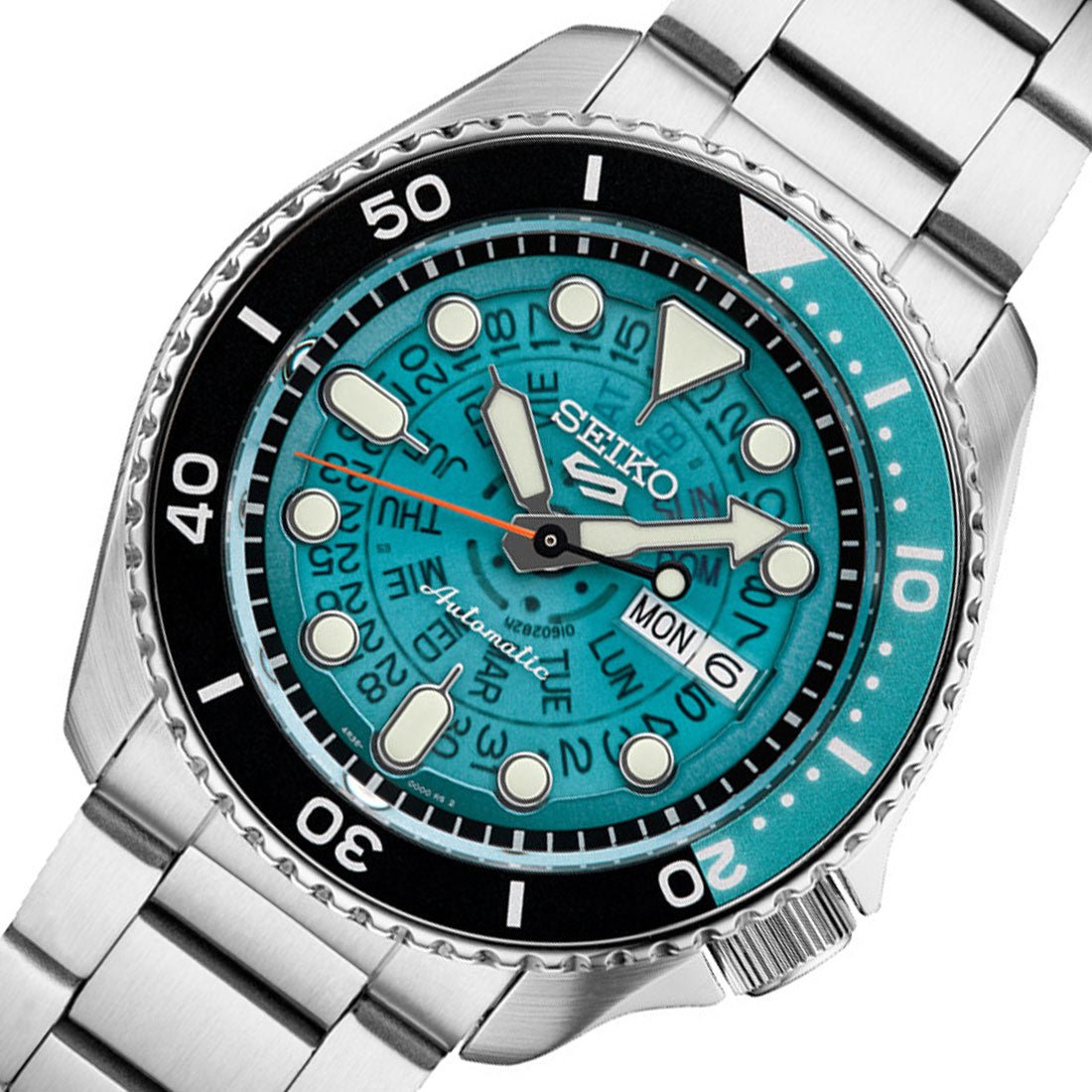 Seiko 5 Sports Time Sonar Blue Green Transparent Skeleton Dial Watch SRPJ45 SRPJ45K1 SRPJ45K -Seiko