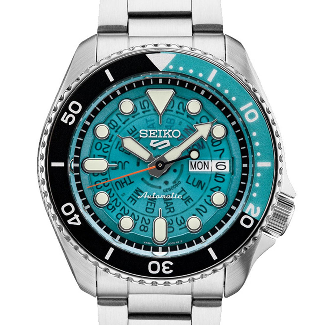Seiko 5 Sports Time Sonar Blue Green Transparent Skeleton Dial Watch SRPJ45 SRPJ45K1 SRPJ45K -Seiko