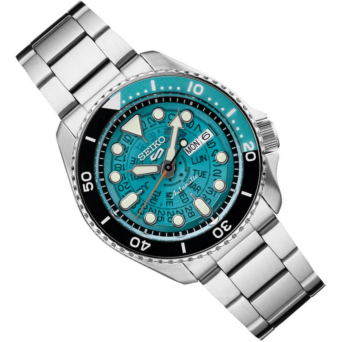 Seiko 5 Sports Time Sonar Blue Green Transparent Skeleton Dial Watch SRPJ45 SRPJ45K1 SRPJ45K -Seiko