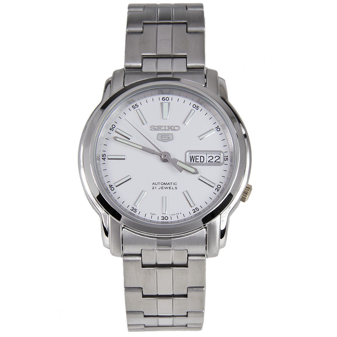 Seiko 5 White Dial Analog SNKL75K1 SNKL75 SNKL75K Casual Watch -Seiko