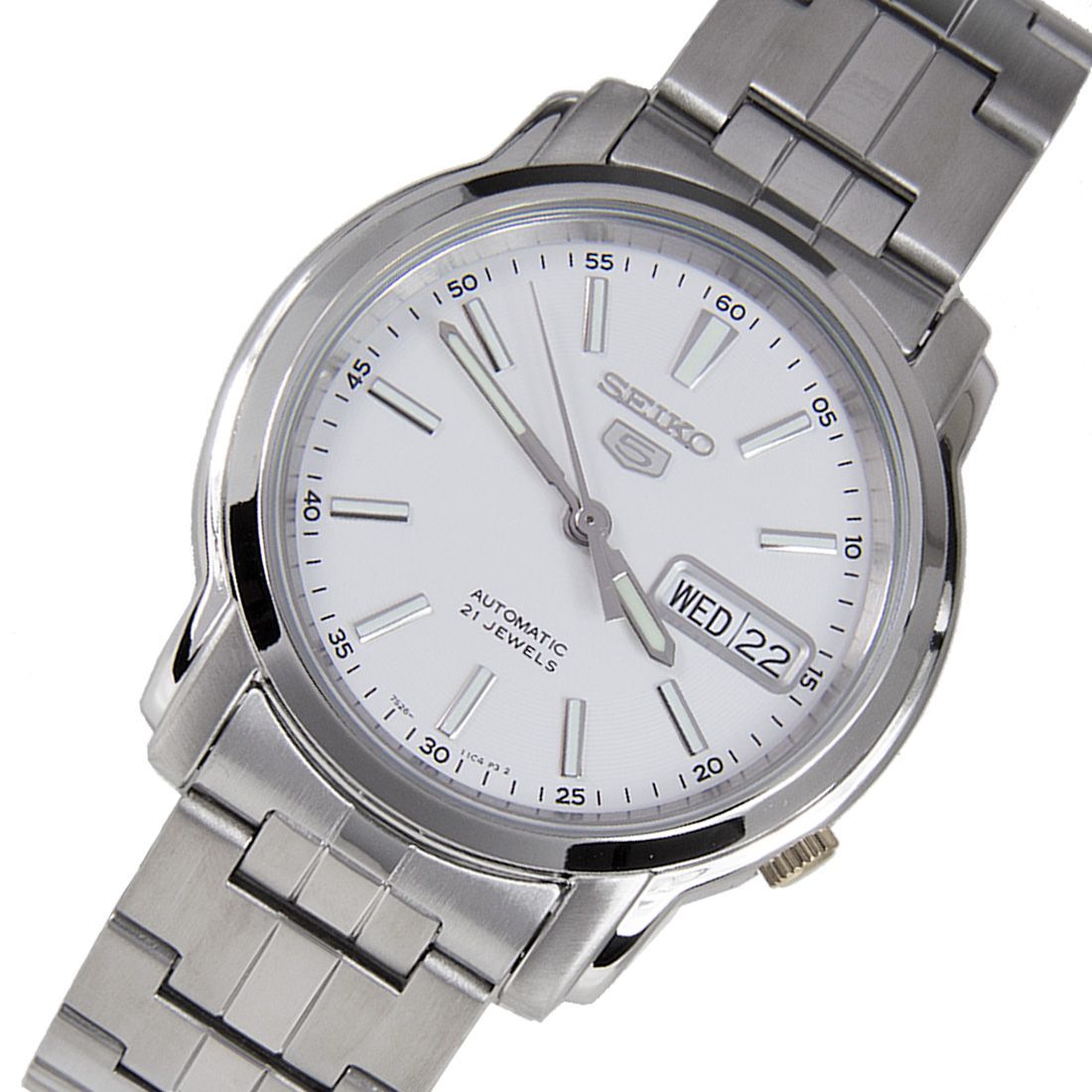 Seiko 5 White Dial Analog SNKL75K1 SNKL75 SNKL75K Casual Watch -Seiko
