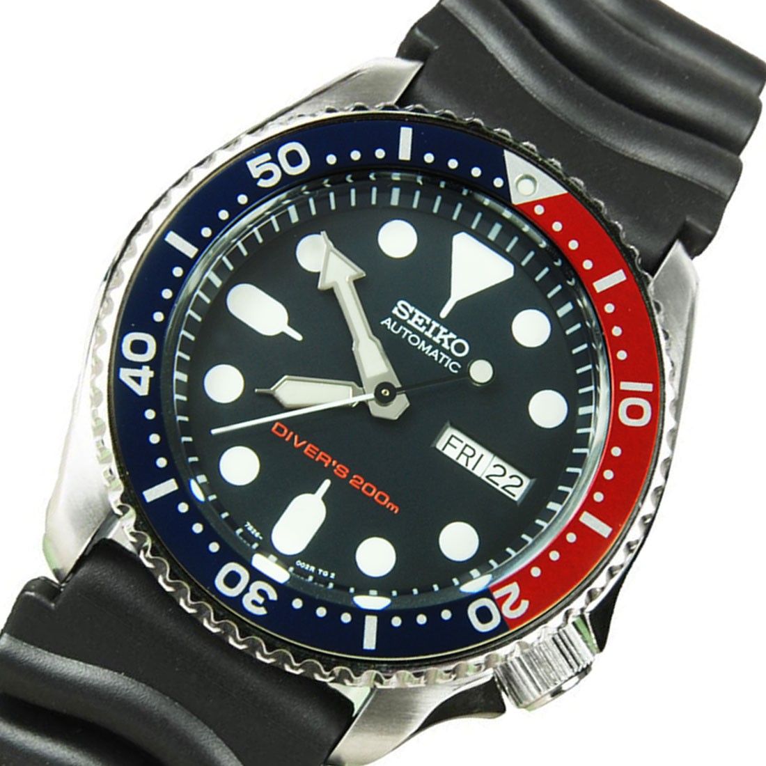 Seiko Automatic SKX009K1 SKX009 Divers Blue Dial Rubber Strap Watch -Seiko