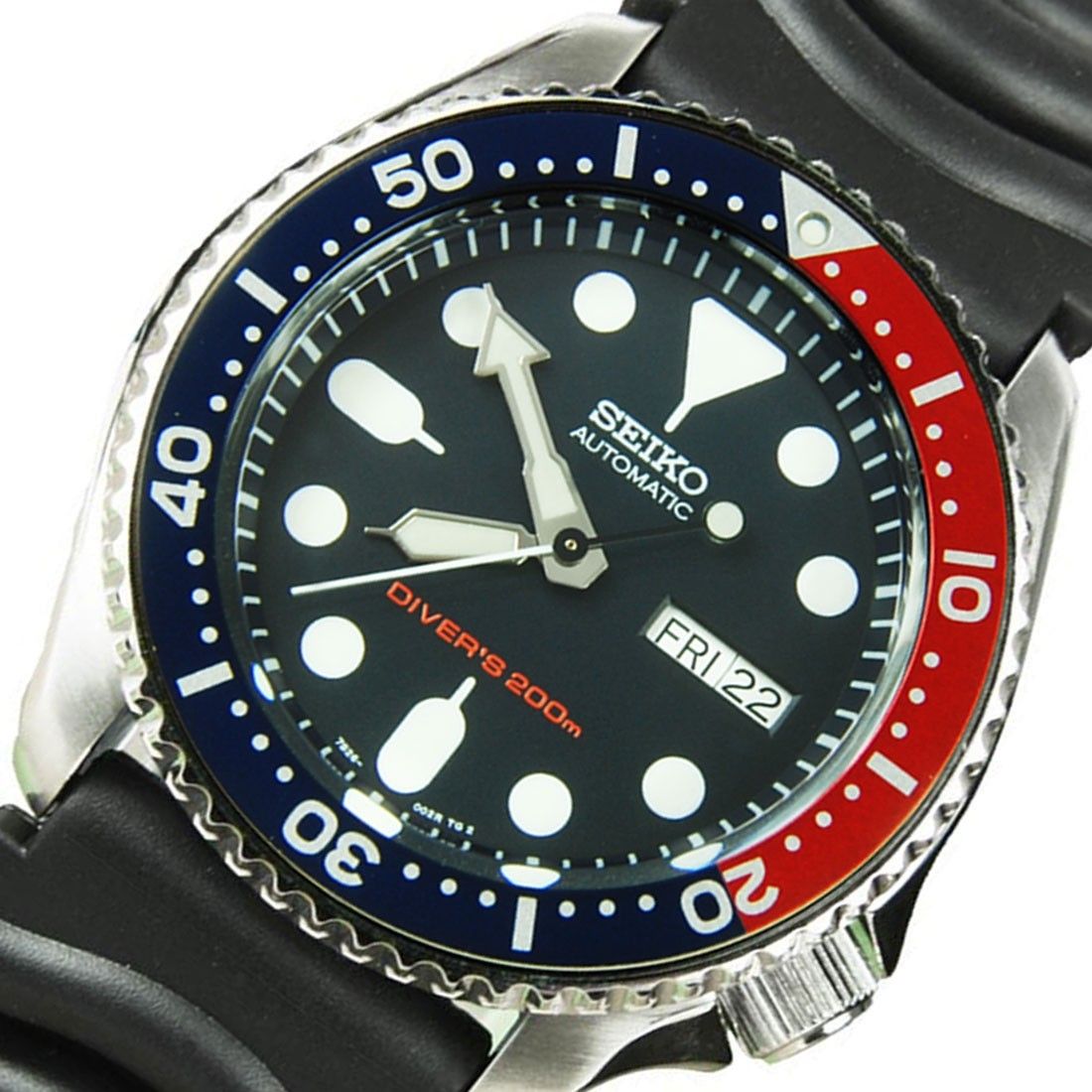 Seiko Automatic SKX009K1 SKX009 Divers Blue Dial Rubber Strap Watch -Seiko