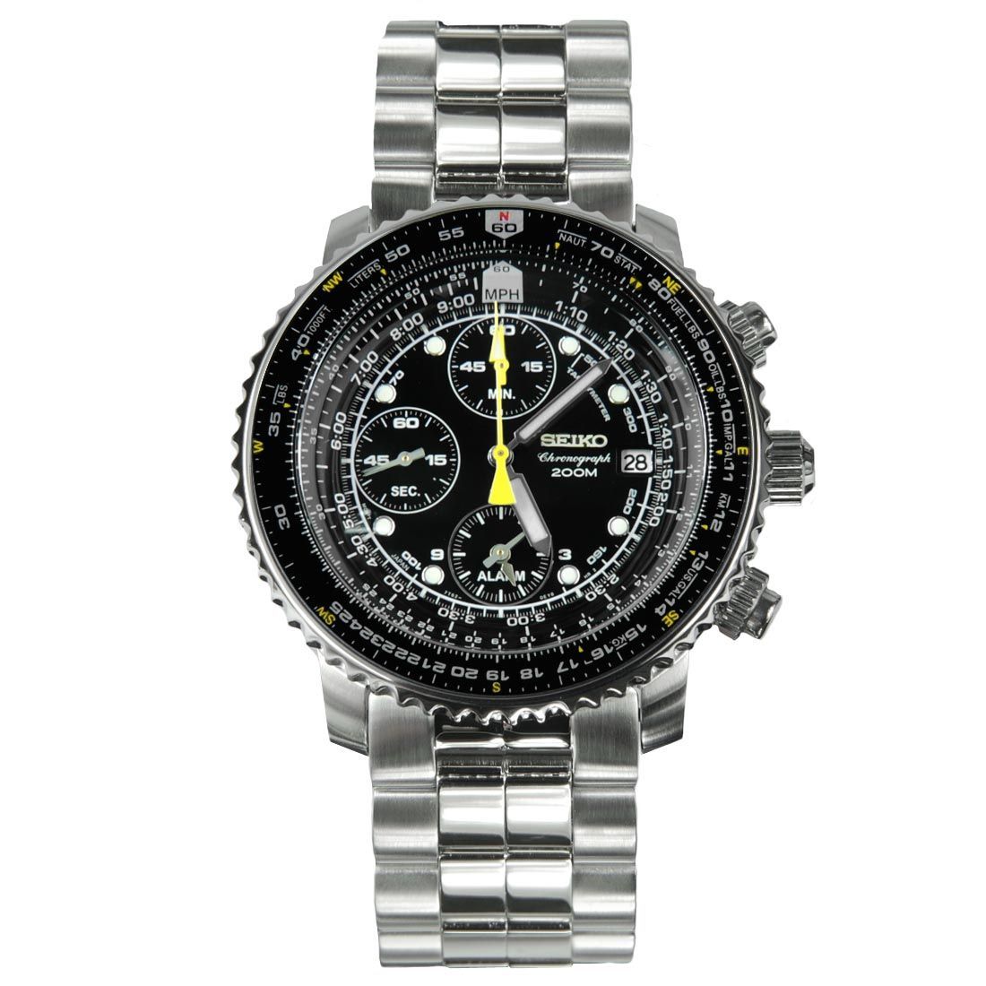 Seiko Flightmaster Chronograph SNA411P1 SNA411S NA411P Pilot Watch -Seiko