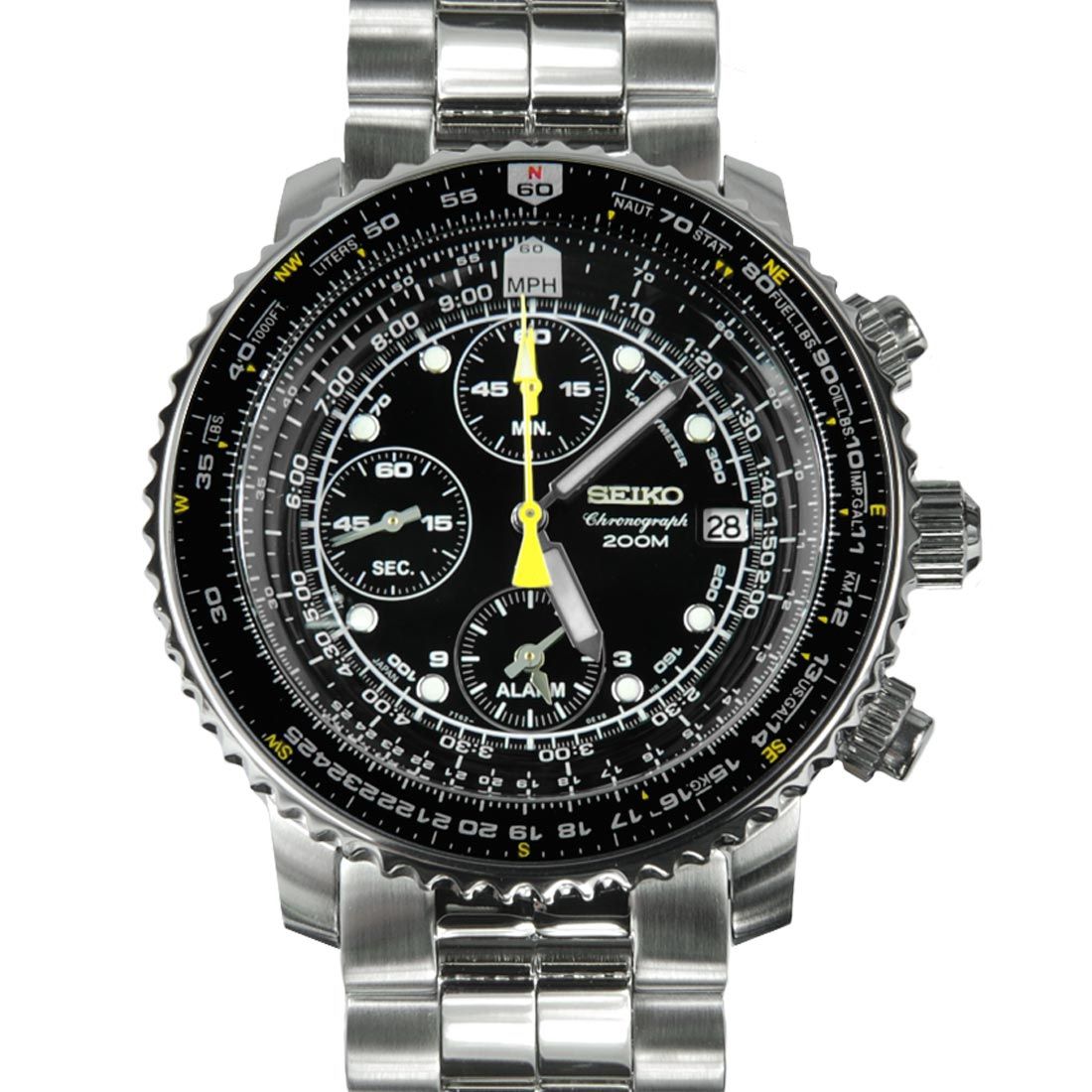 Seiko Flightmaster Chronograph SNA411P1 SNA411S NA411P Pilot Watch -Seiko