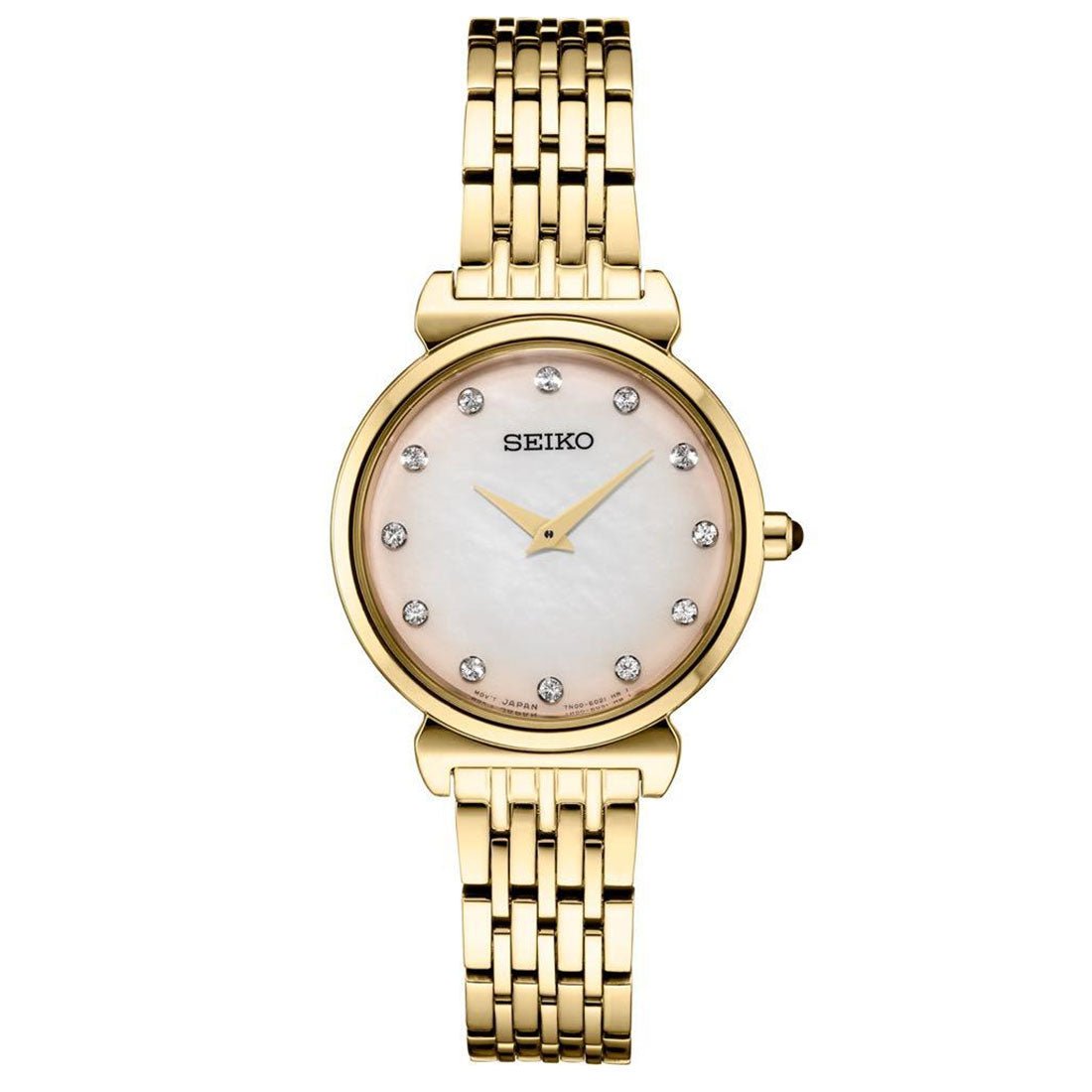 Seiko Gold Womens Diamond Accent Watch SFQ802P1 SFQ802 SFQ802P -Seiko