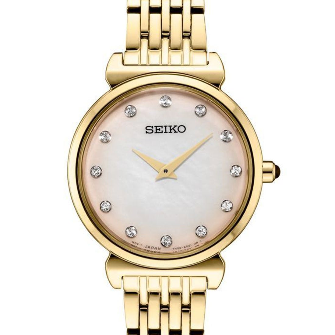 Seiko Gold Womens Diamond Accent Watch SFQ802P1 SFQ802 SFQ802P -Seiko