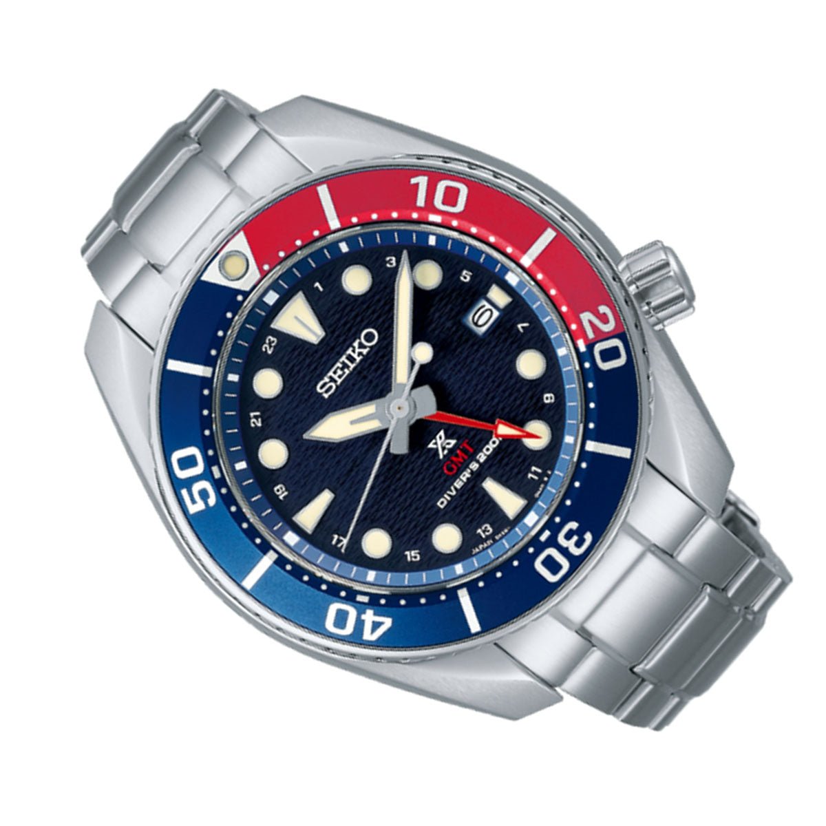 Seiko JDM Prospex GMT Sumo Solar Pepsi Bezel Divers 200m Watch SBPK005 -Seiko