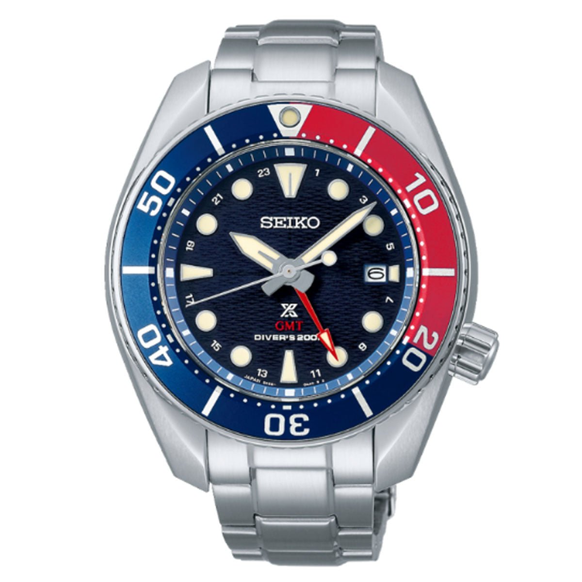 Seiko JDM Prospex GMT Sumo Solar Pepsi Bezel Divers 200m Watch SBPK005 -Seiko
