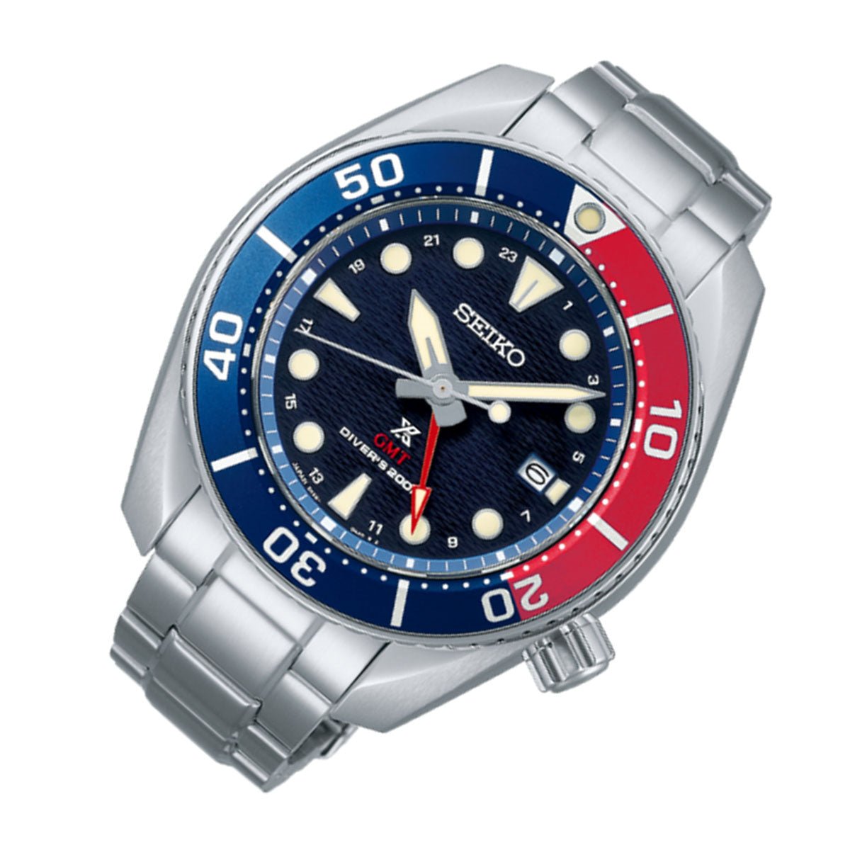 Seiko JDM Prospex GMT Sumo Solar Pepsi Bezel Divers 200m Watch SBPK005 -Seiko